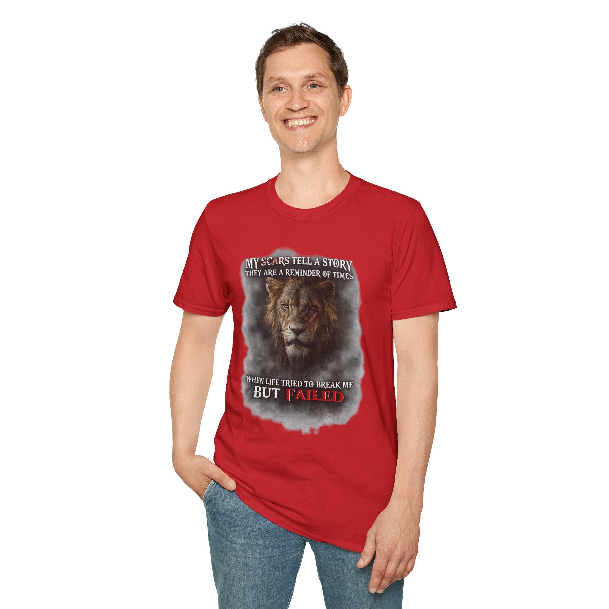Lion Graphic T‑Shirt — "My Scars Tell A Story" Inspirational Tee