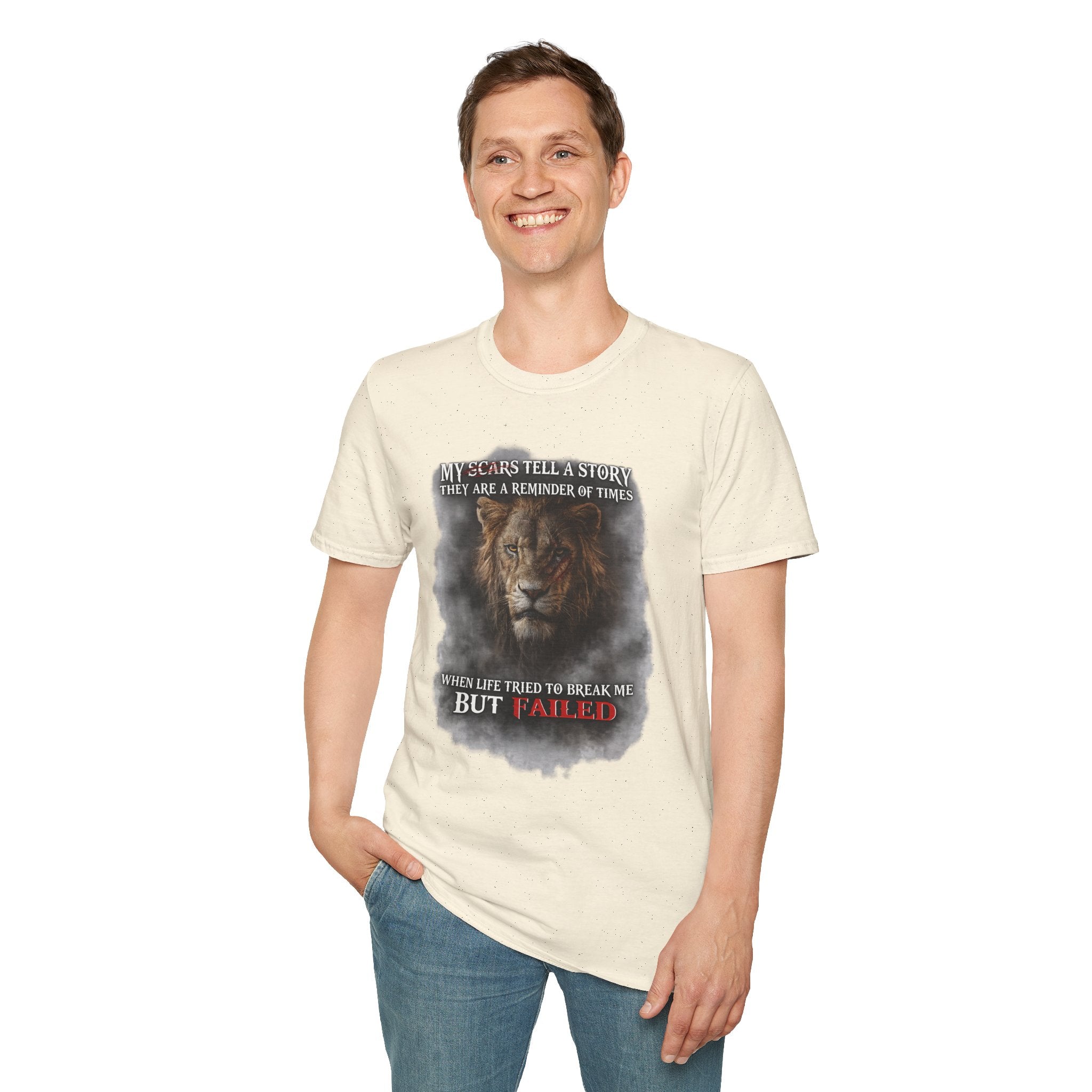 Lion Graphic T‑Shirt — "My Scars Tell A Story" Inspirational Tee