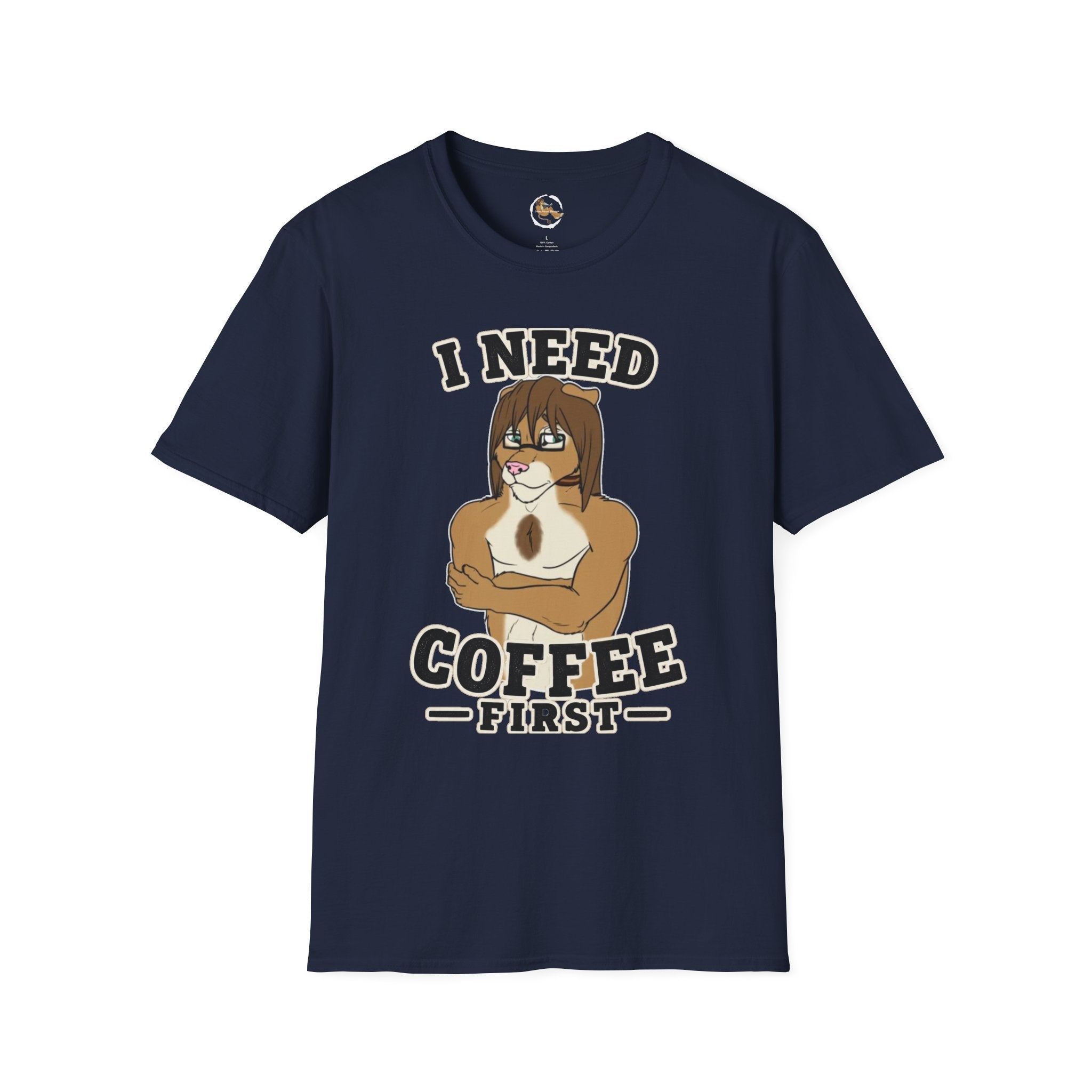 I Need Coffee First Lion Coffee Lover T-Shirt | Funny Furry Graphic
