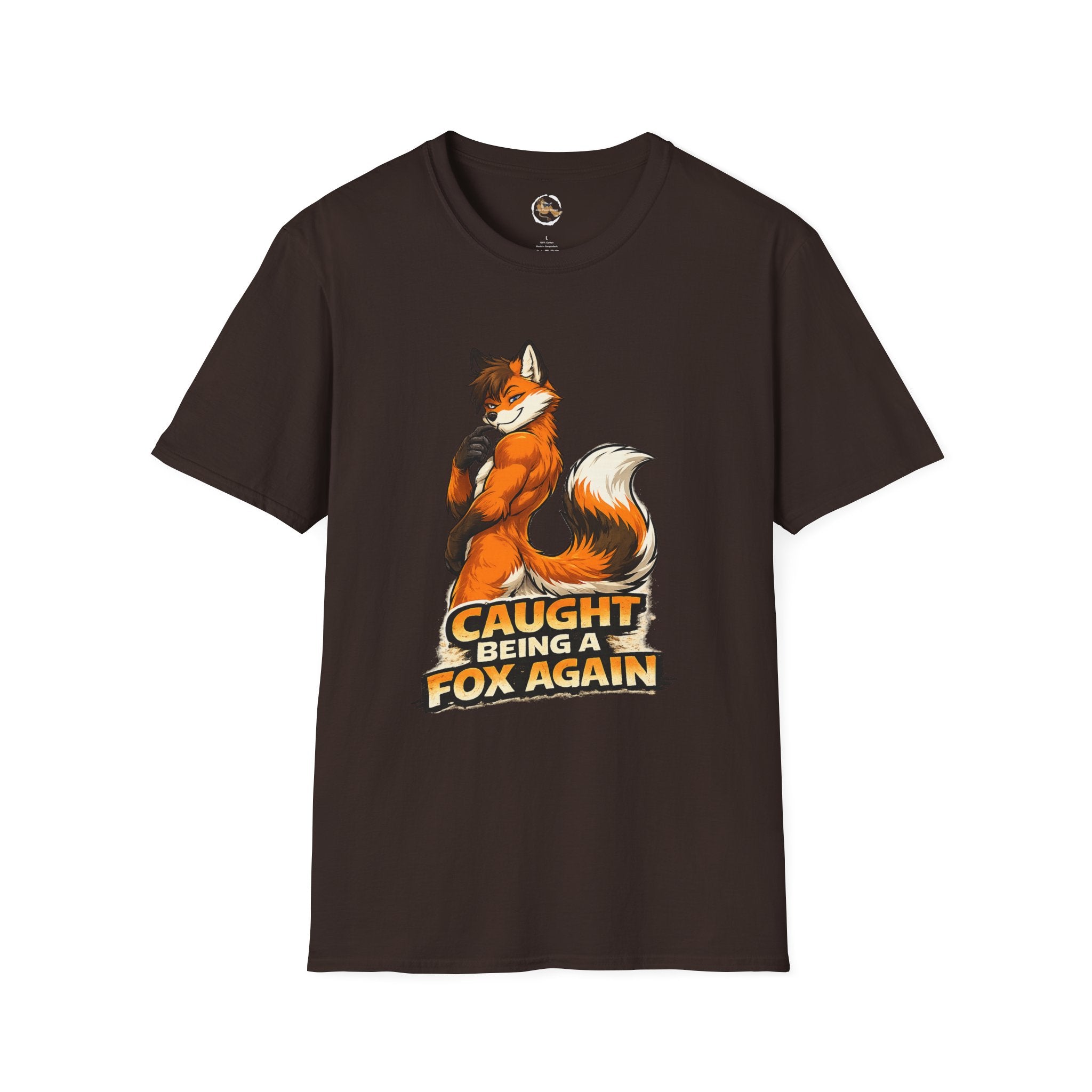 Caught Being a Fox Again T-Shirt | Cute Fox Illustration, Humorous Text