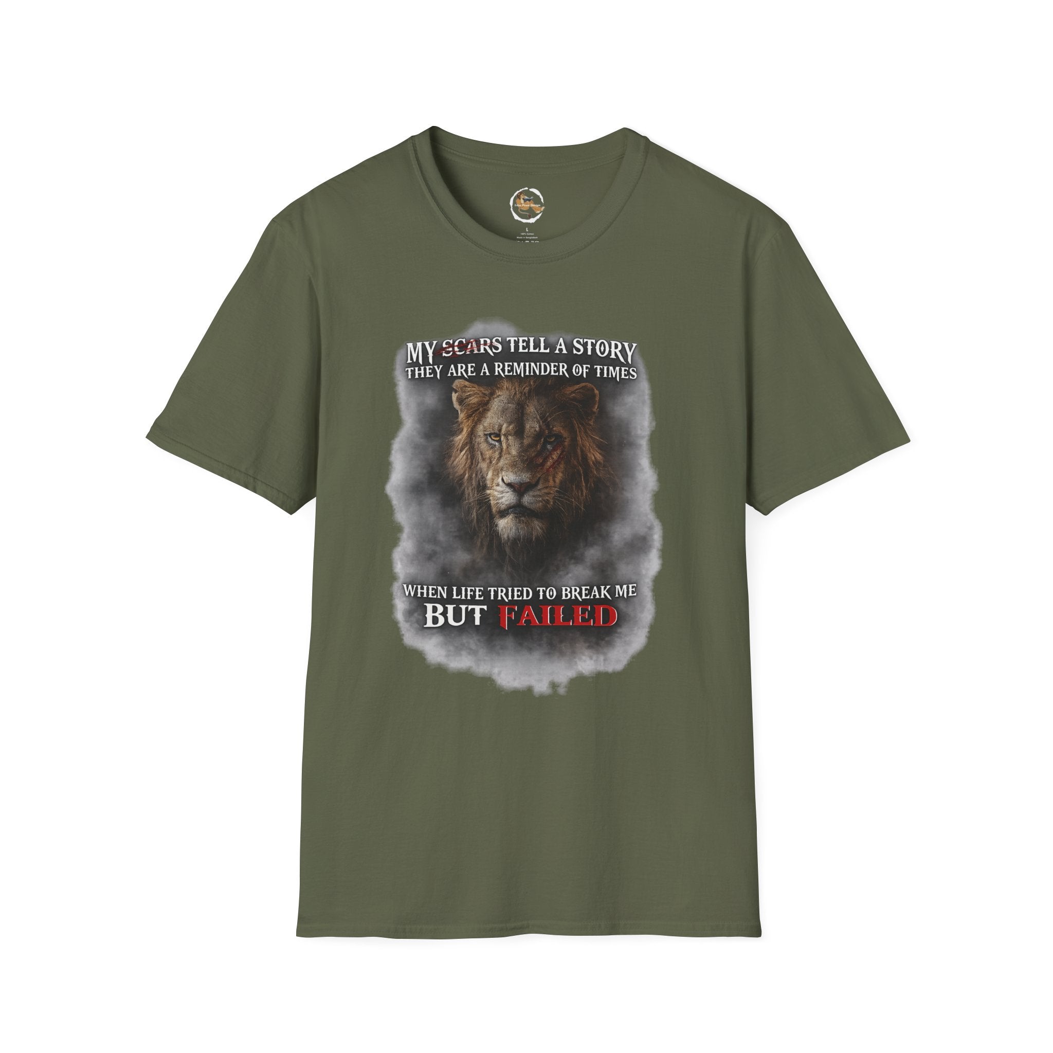 Lion Graphic T‑Shirt — "My Scars Tell A Story" Inspirational Tee