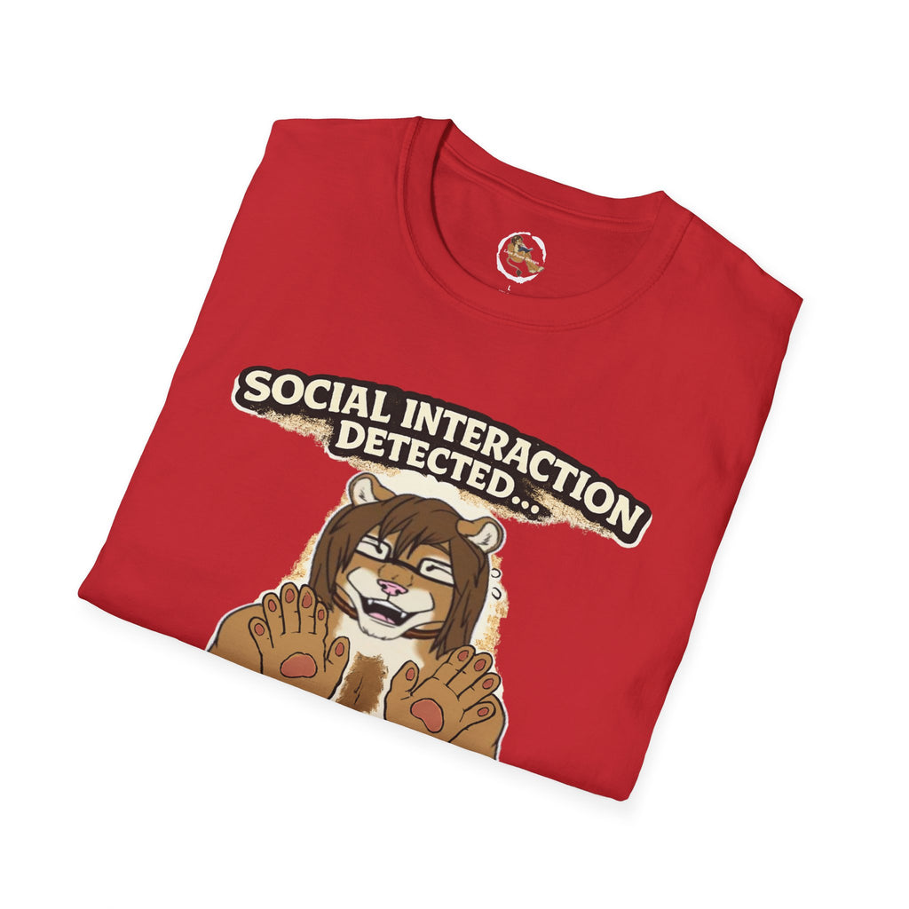 Panic Mode Activated T‑Shirt — "Social Interaction Detected" Funny Furry Graphic Tee