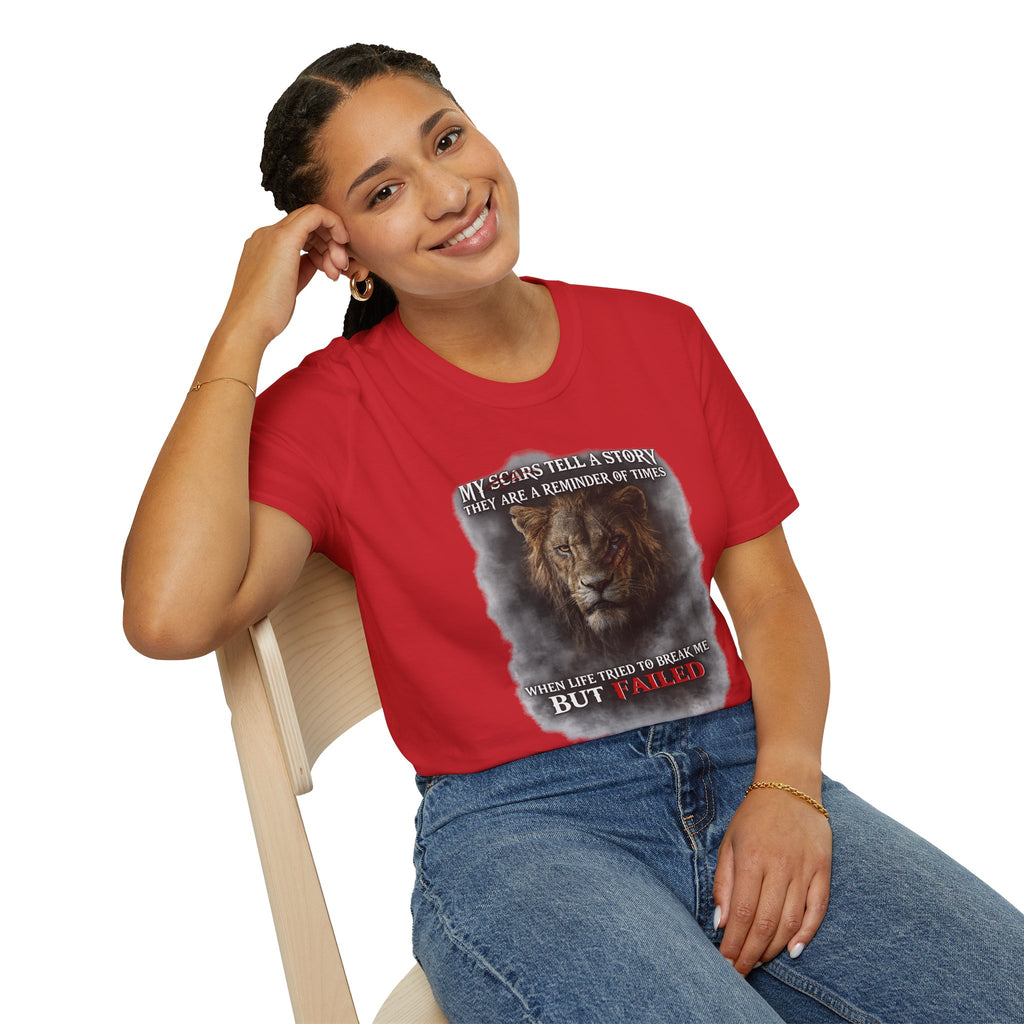 Lion Graphic T‑Shirt — "My Scars Tell A Story" Inspirational Tee