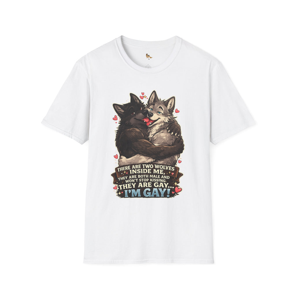 Gay Wolves Graphic T-Shirt - 'There Are Two Wolves' Cute LGBT Pride Tee