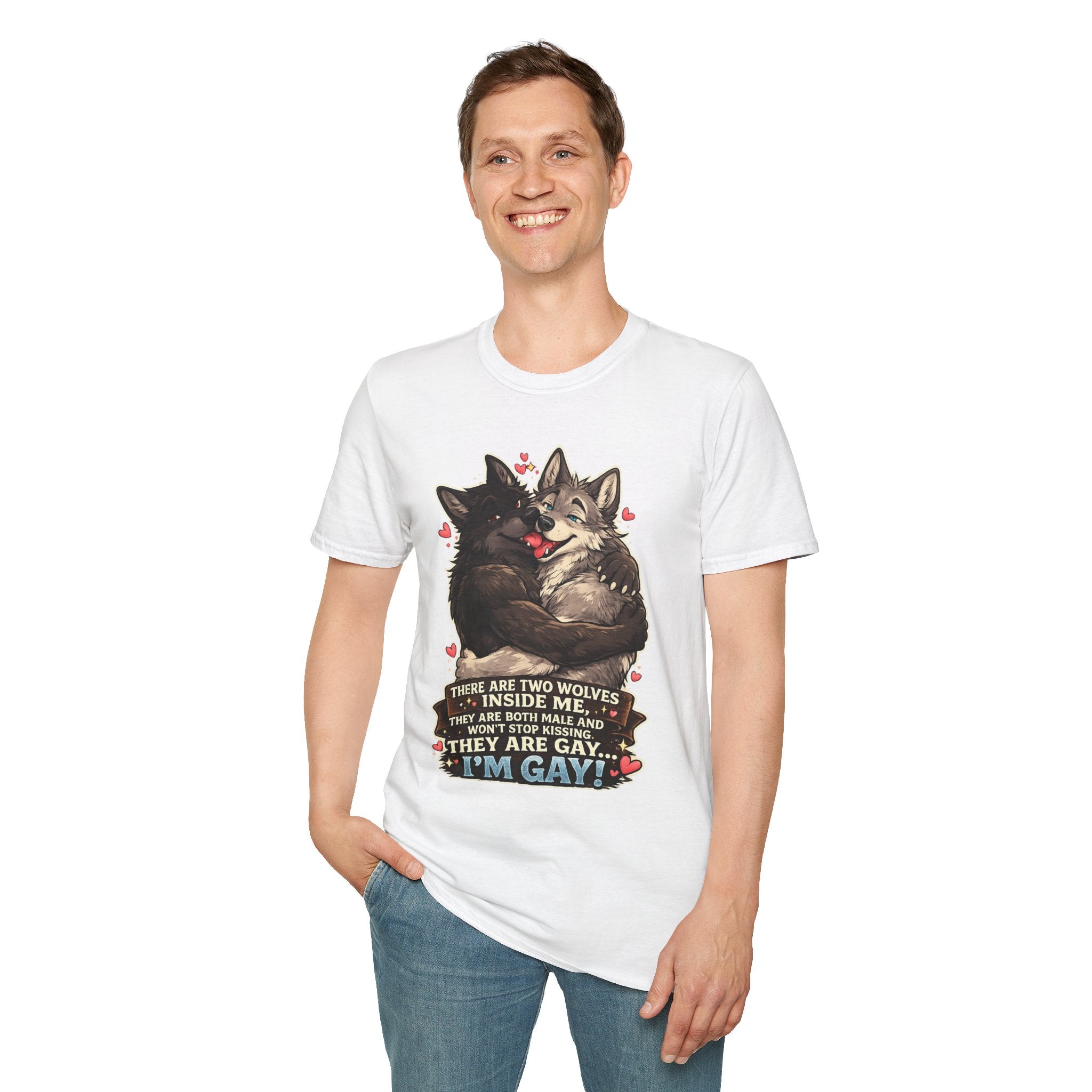 Gay Wolves Graphic T-Shirt - 'There Are Two Wolves' Cute LGBT Pride Tee