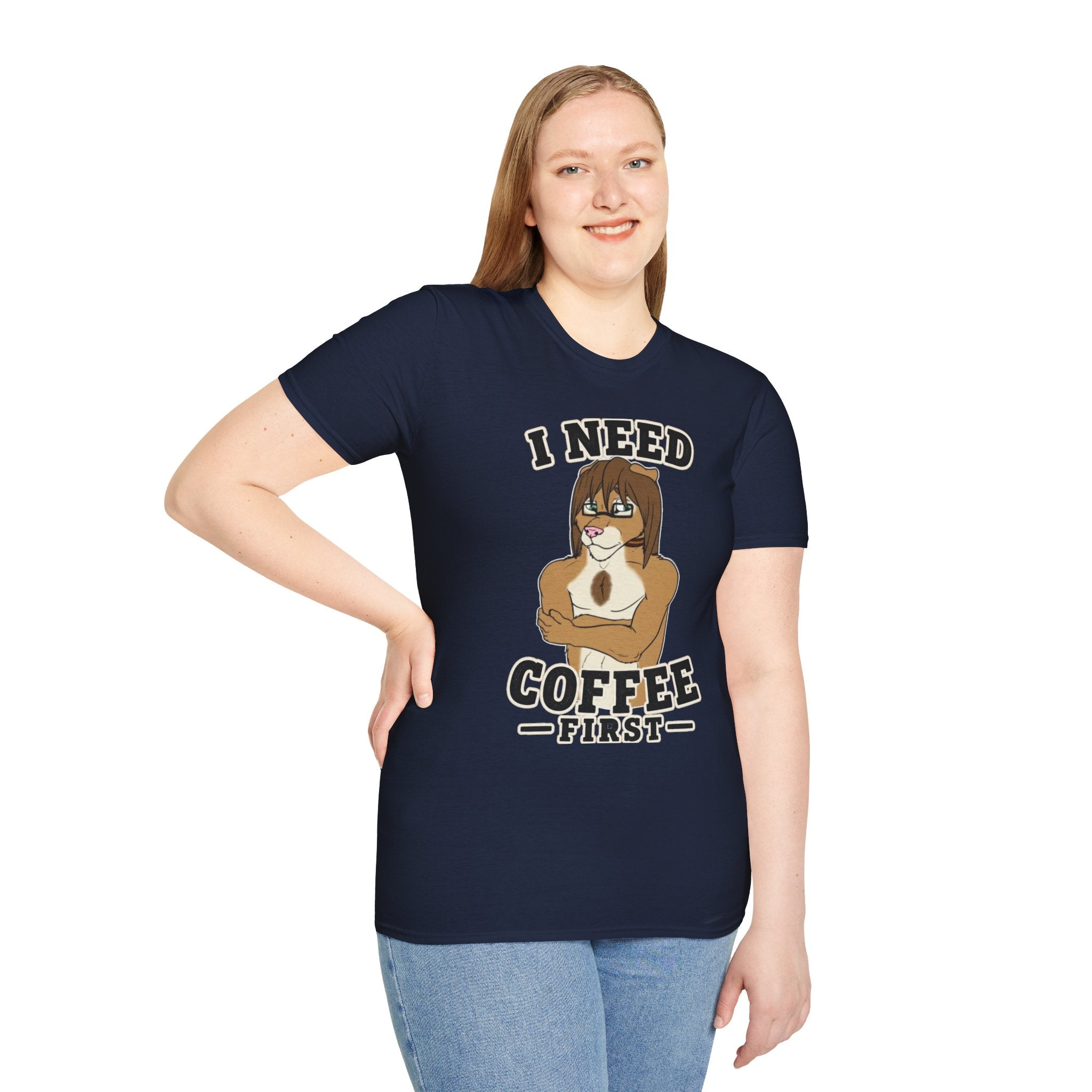 I Need Coffee First Lion Coffee Lover T-Shirt | Funny Furry Graphic