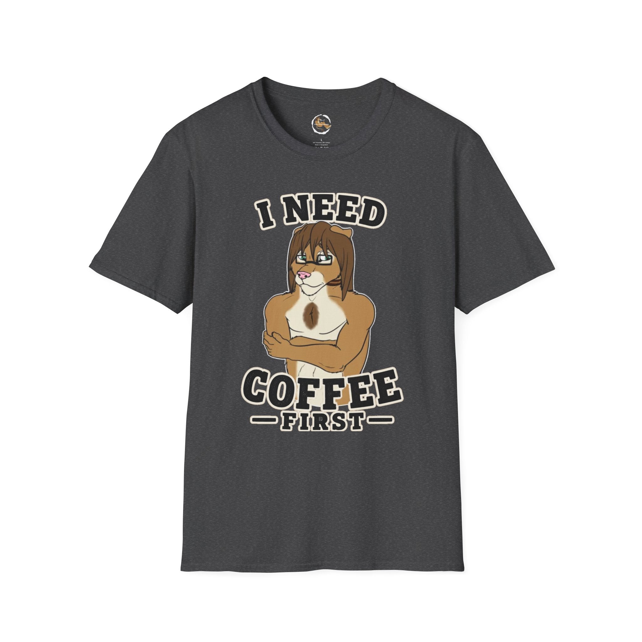 I Need Coffee First Lion Coffee Lover T-Shirt | Funny Furry Graphic