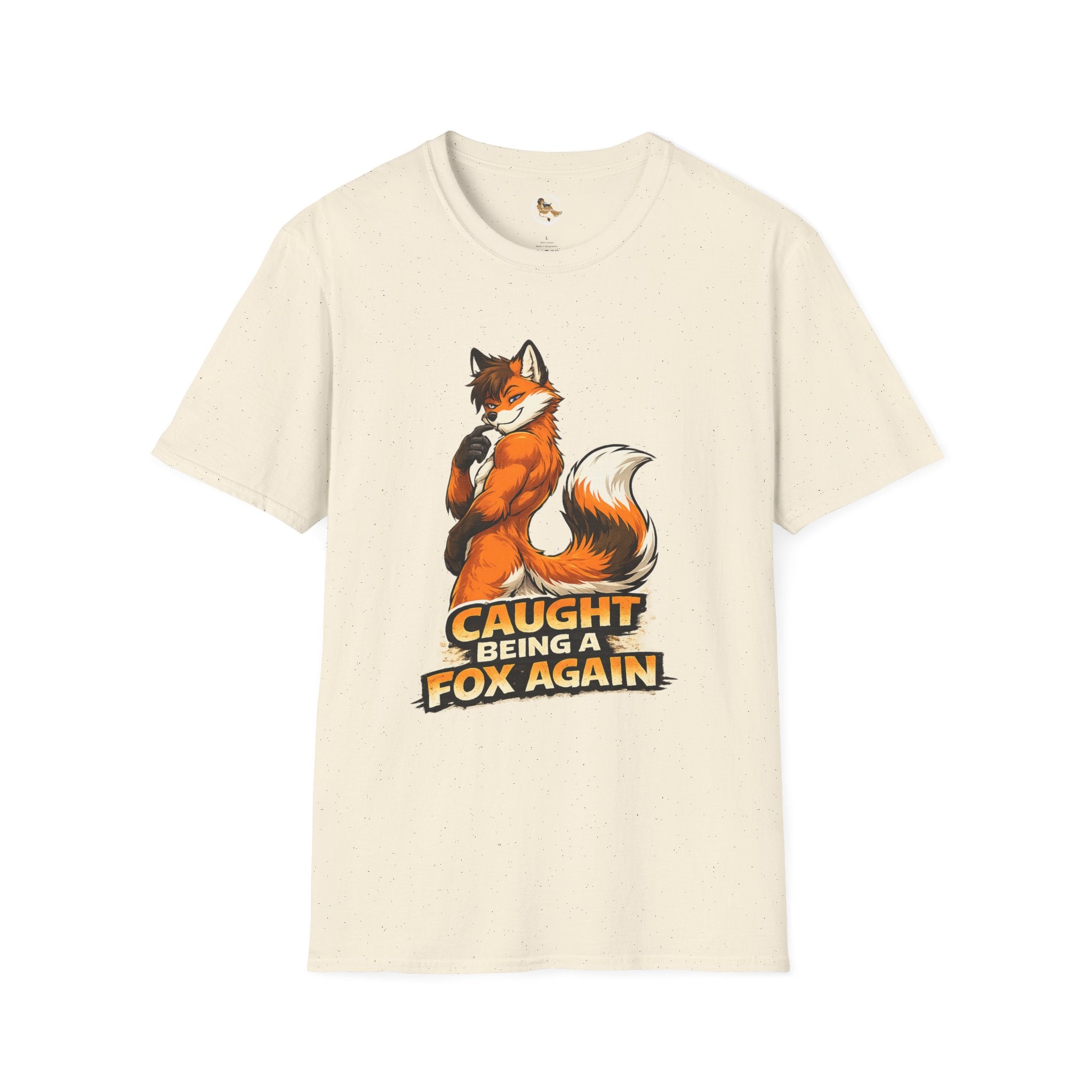Caught Being a Fox Again T-Shirt | Cute Fox Illustration, Humorous Text