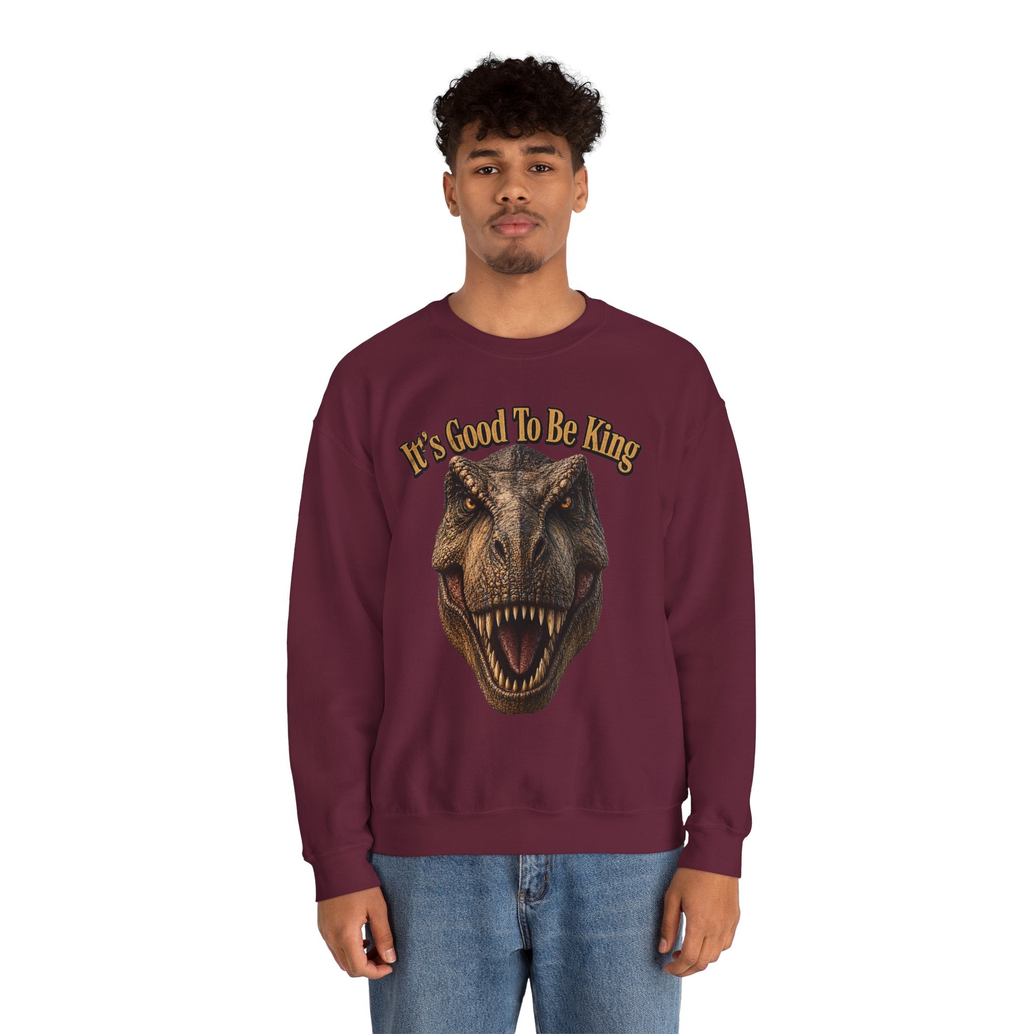 T-Rex It's Good to Be King Sweatshirt | Dinosaur Graphic Crewneck