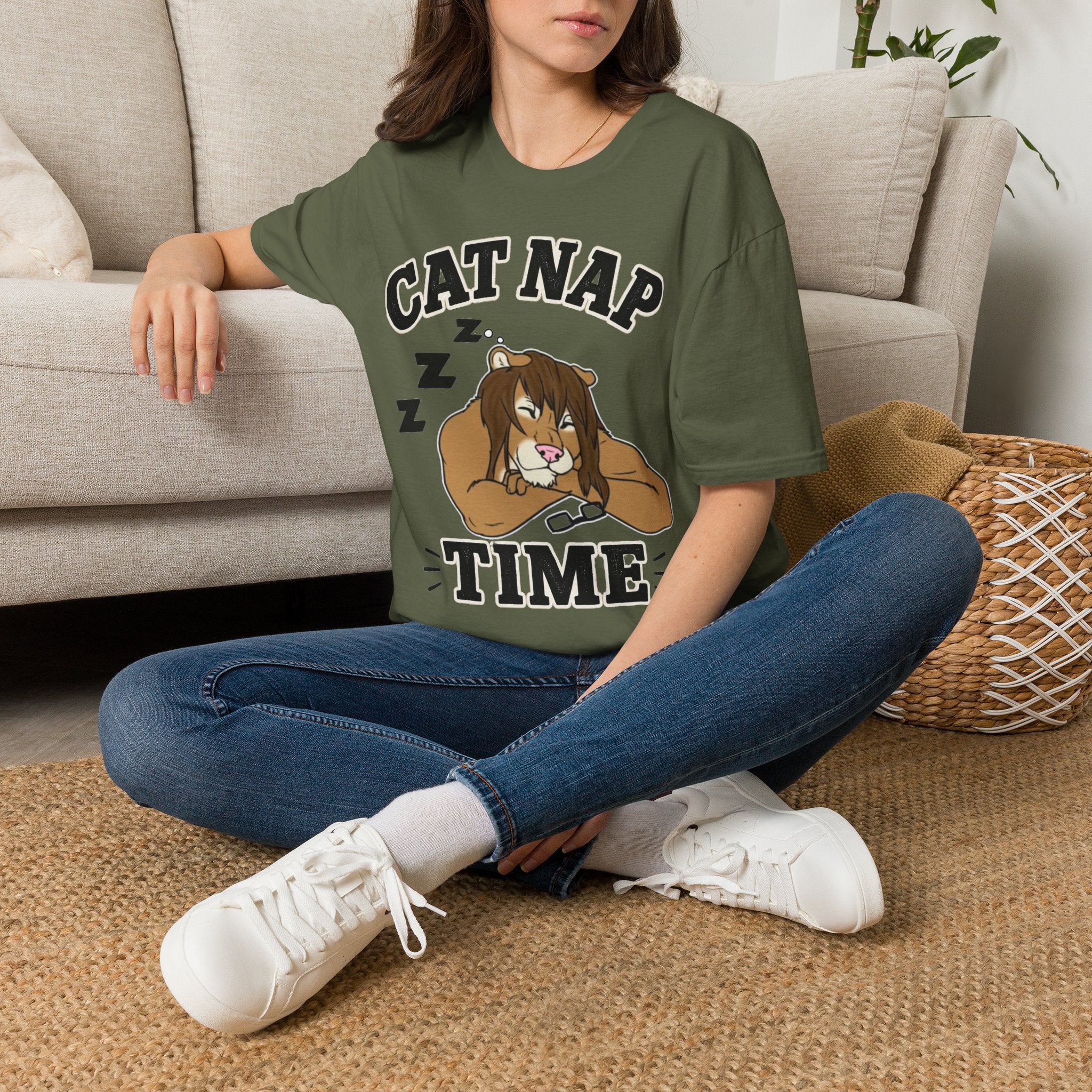 Sleeping Lion Cat Nap T-Shirt | Cute Furry Cat Graphic Tee
