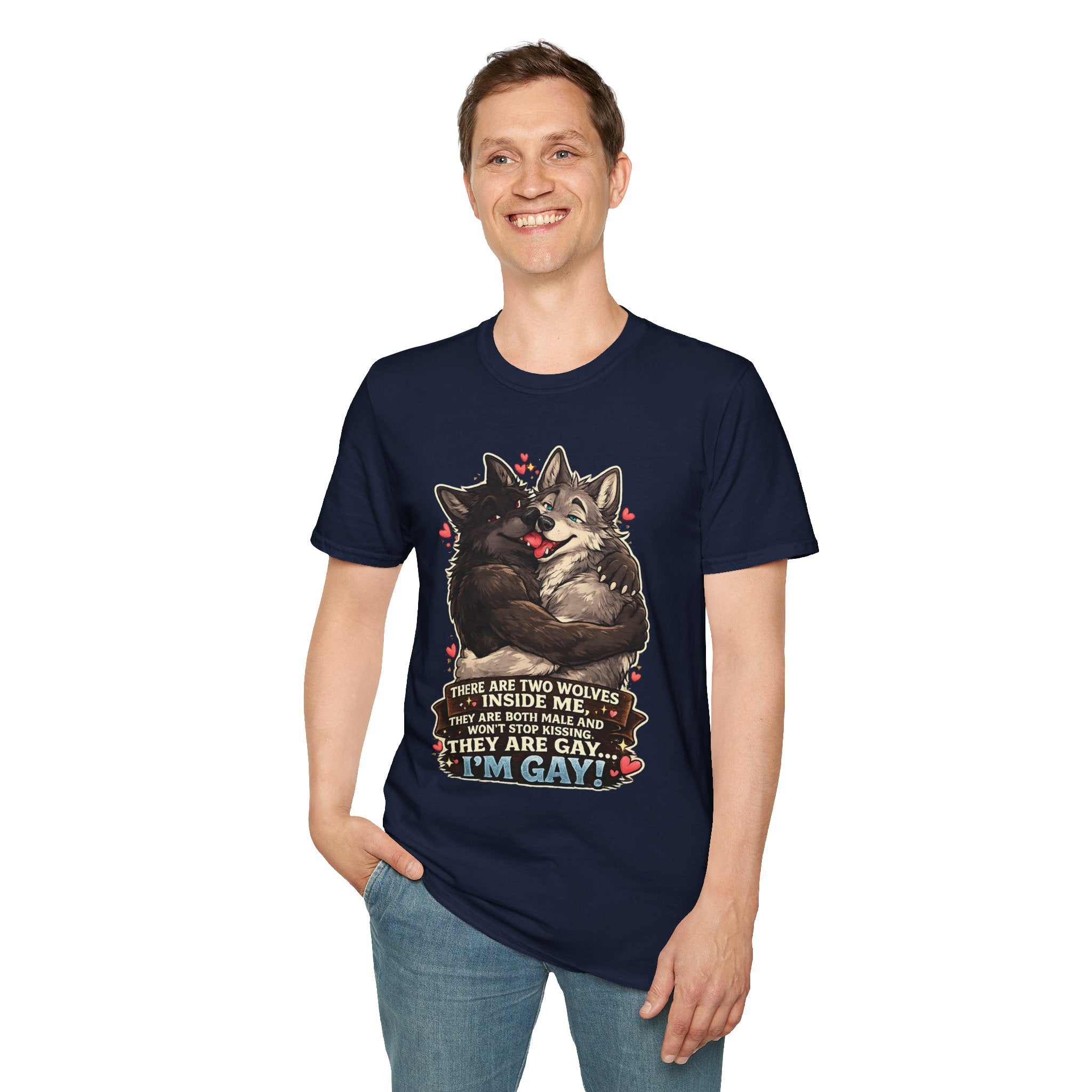 Gay Wolves Graphic T-Shirt - 'There Are Two Wolves' Cute LGBT Pride Tee