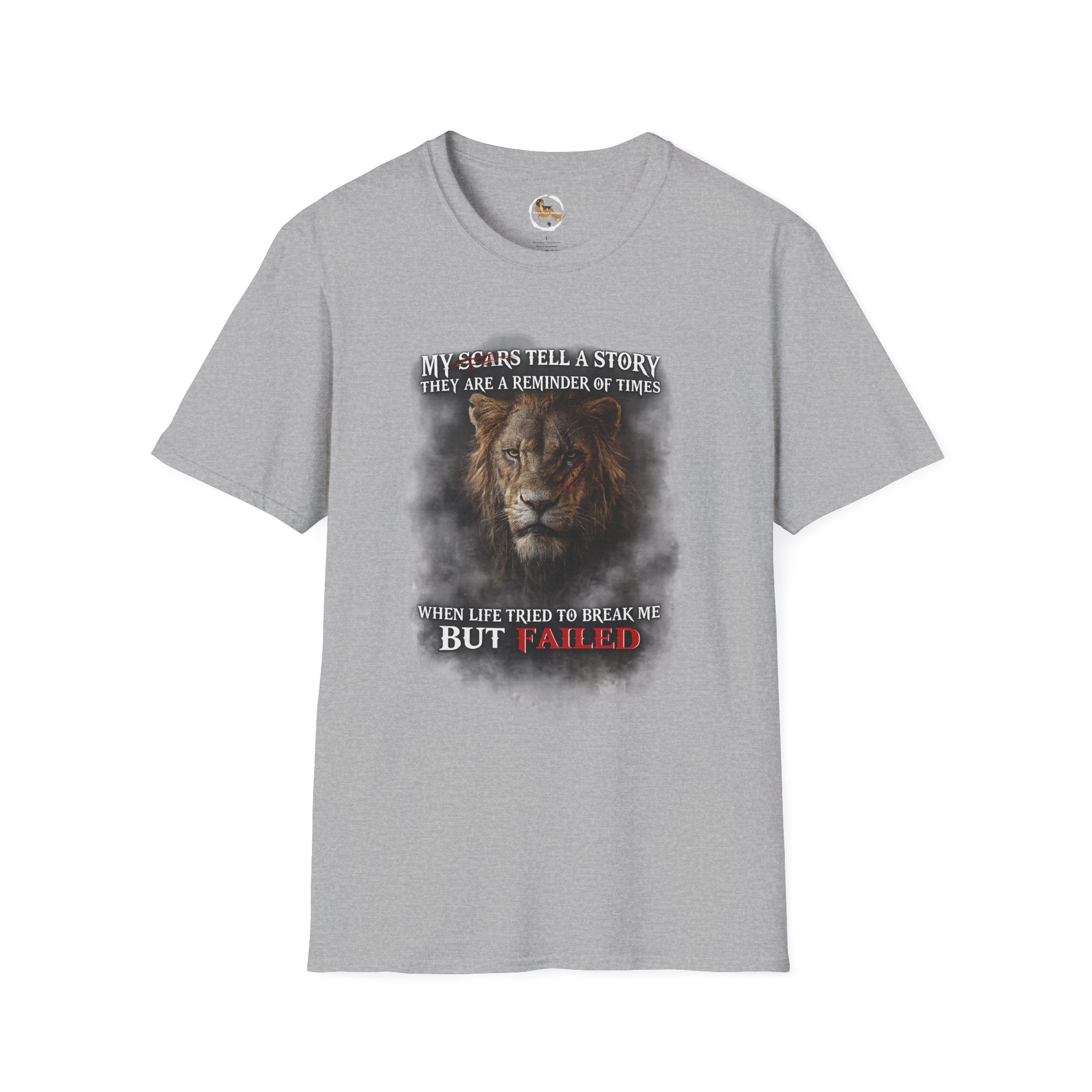 Lion Graphic T‑Shirt — "My Scars Tell A Story" Inspirational Tee