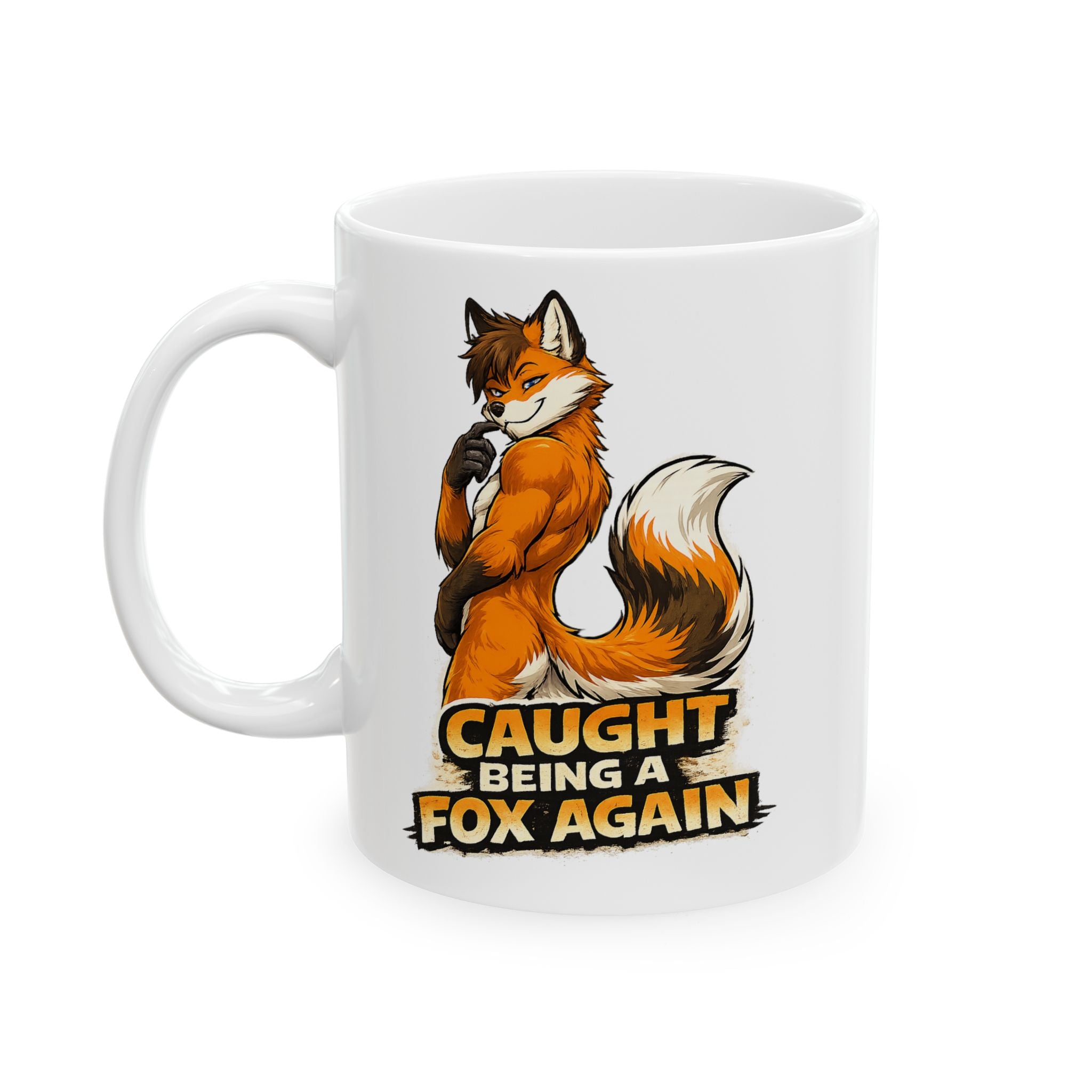 Cute Red Fox Illustration Mug | Cheerful Fox Coffee Cup
