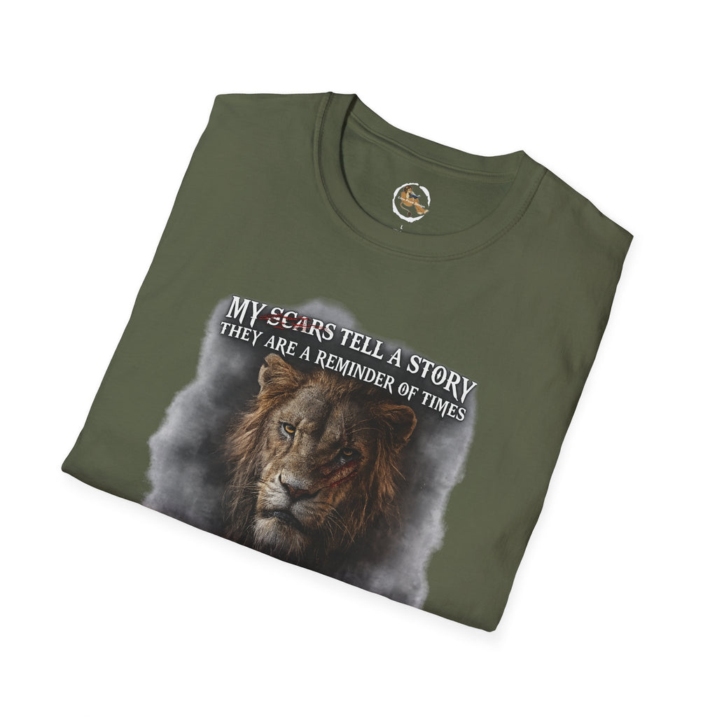 Lion Graphic T‑Shirt — "My Scars Tell A Story" Inspirational Tee