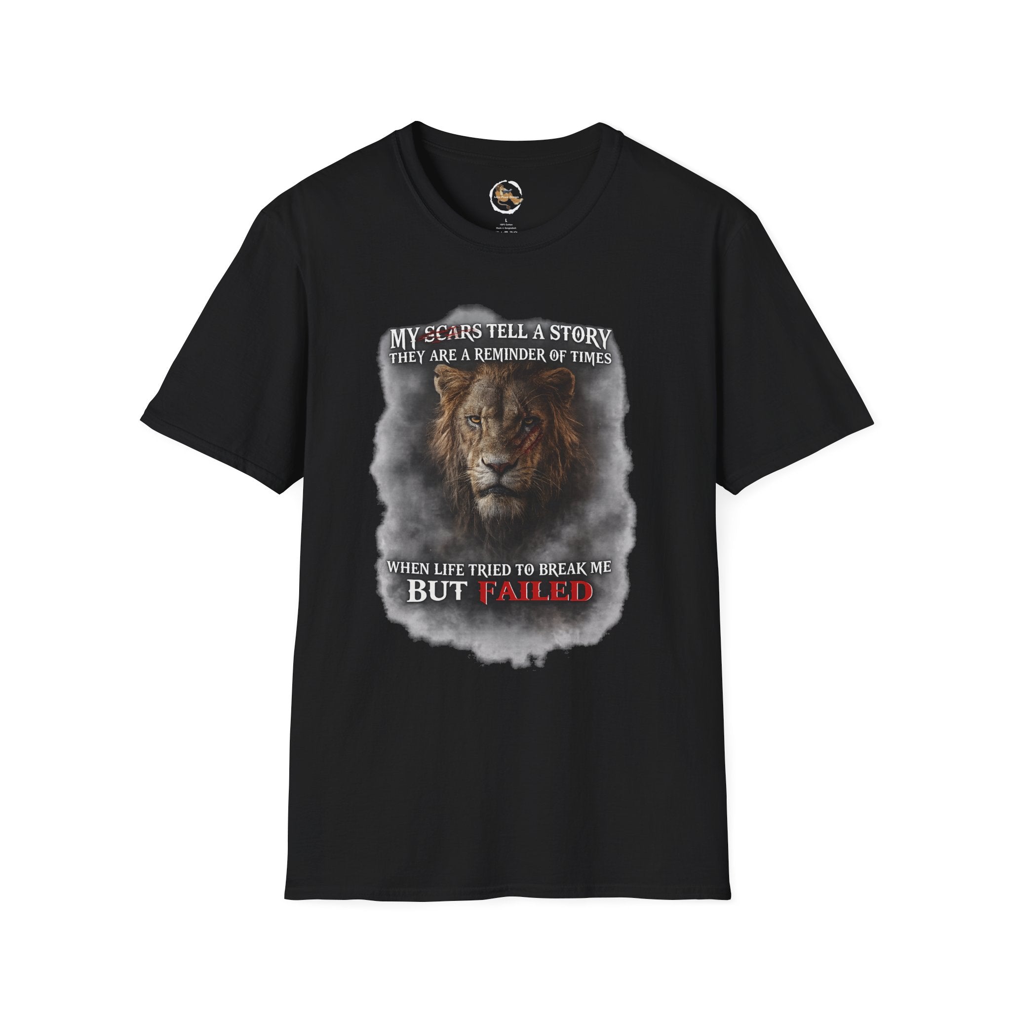 Lion Graphic T‑Shirt — "My Scars Tell A Story" Inspirational Tee