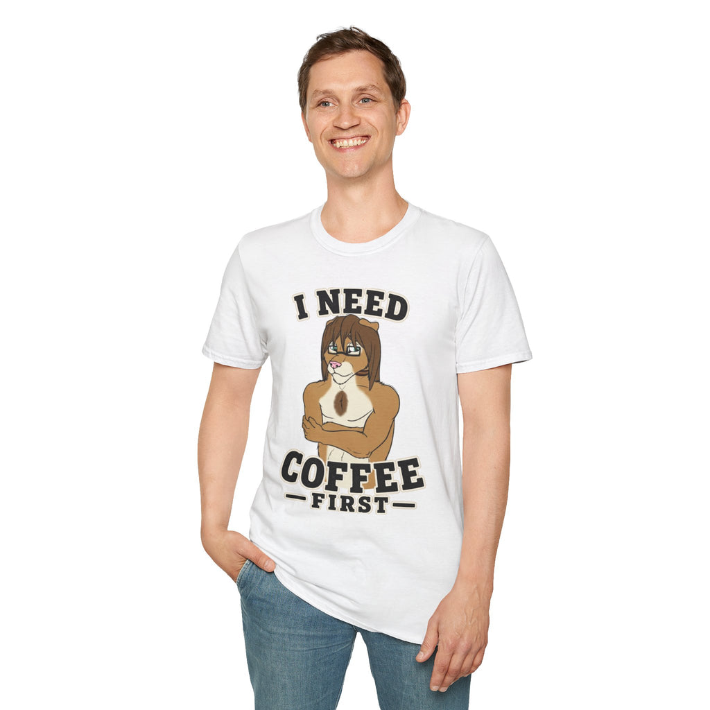 I Need Coffee First Lion Coffee Lover T-Shirt | Funny Furry Graphic