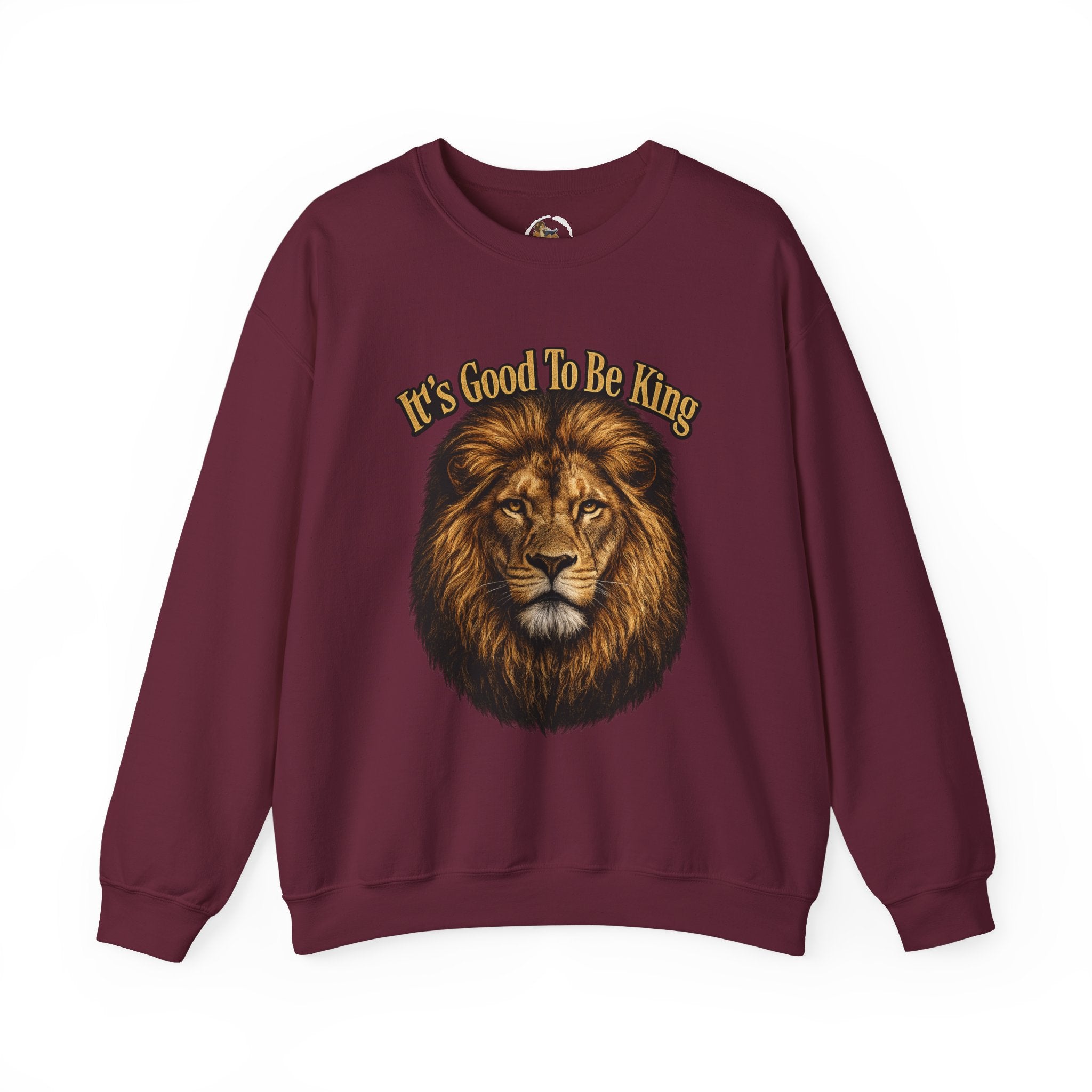 Lion Face Sweatshirt "It's Good to Be King" – Bold Graphic Crewneck
