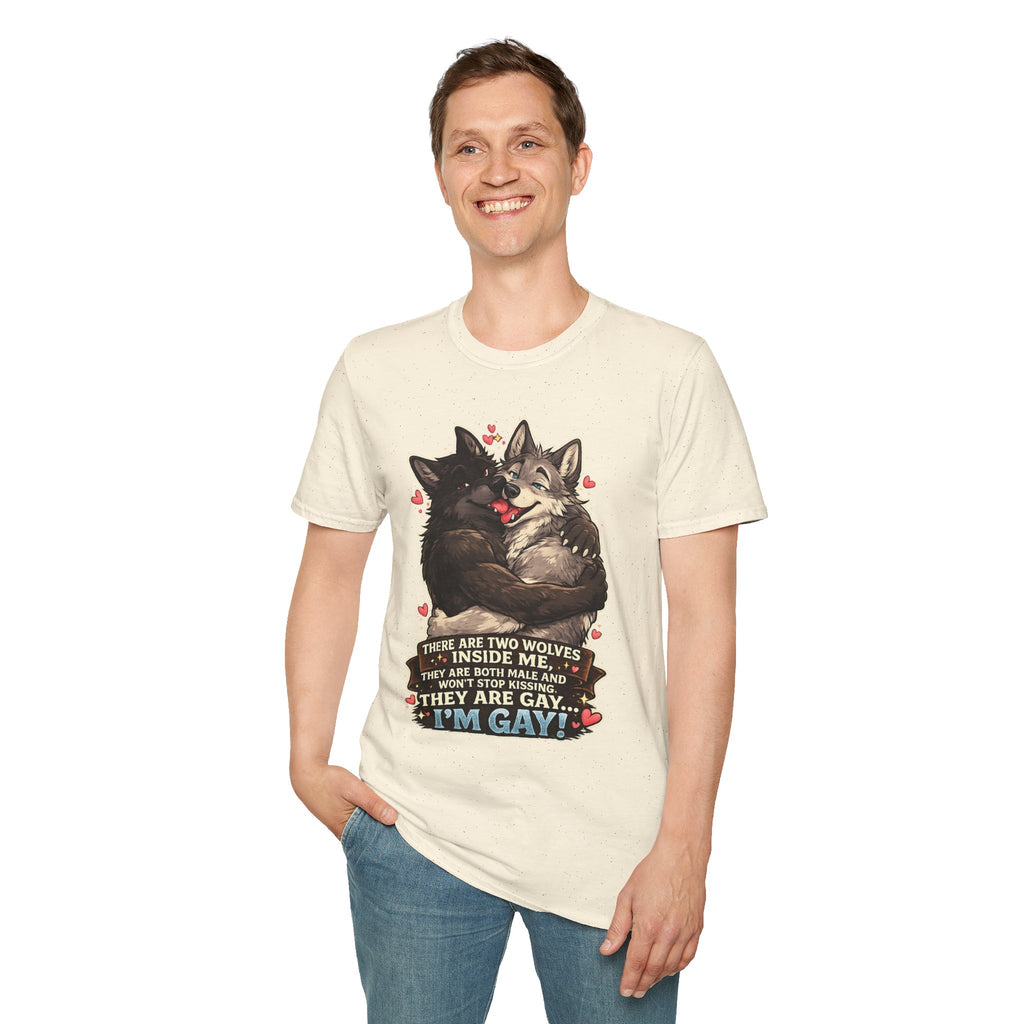 Gay Wolves Graphic T-Shirt - 'There Are Two Wolves' Cute LGBT Pride Tee