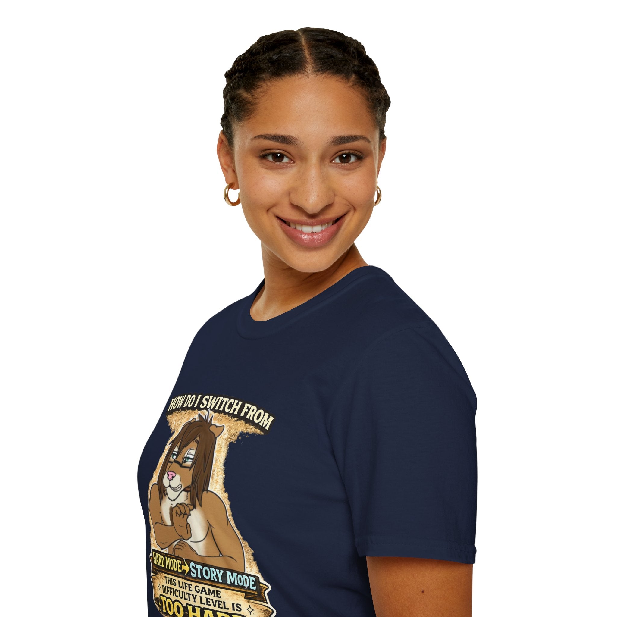 Gamer Lion T-Shirt — "How Do I Switch From Hard Mode" Funny Gaming Tee