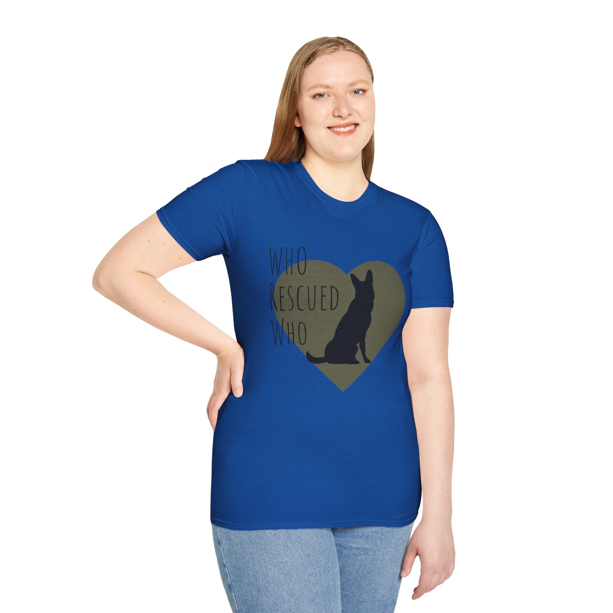 Rescue Dog Heart T-Shirt — "Who Rescued Who" Adoption Tee