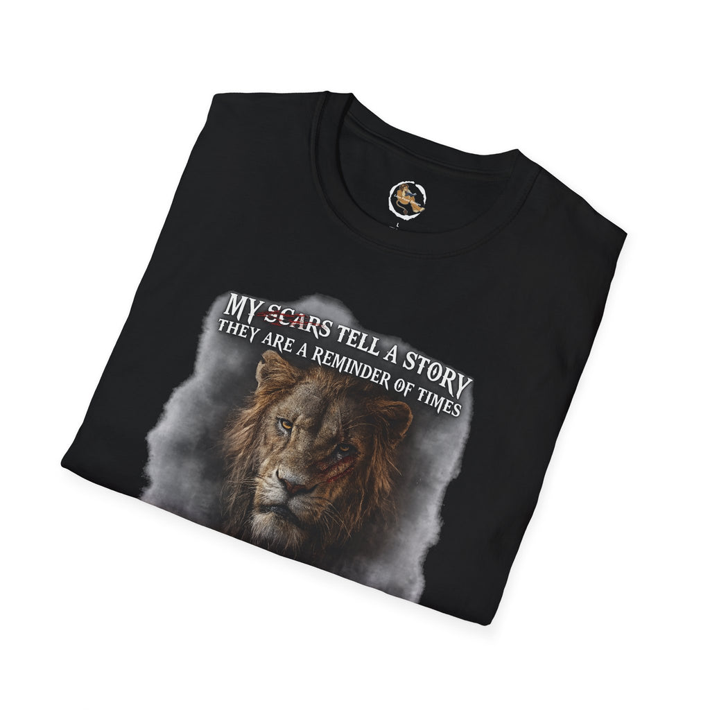 Lion Graphic T‑Shirt — "My Scars Tell A Story" Inspirational Tee