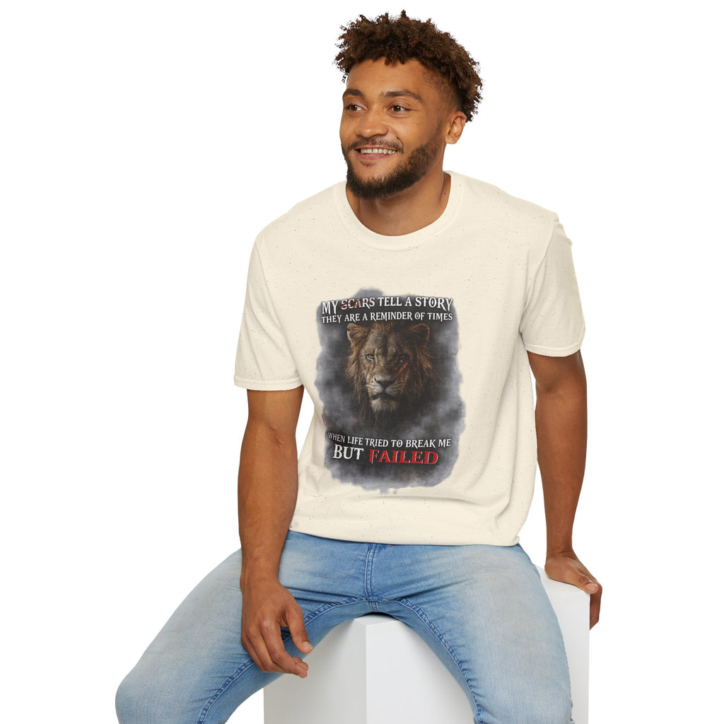 Lion Graphic T‑Shirt — "My Scars Tell A Story" Inspirational Tee
