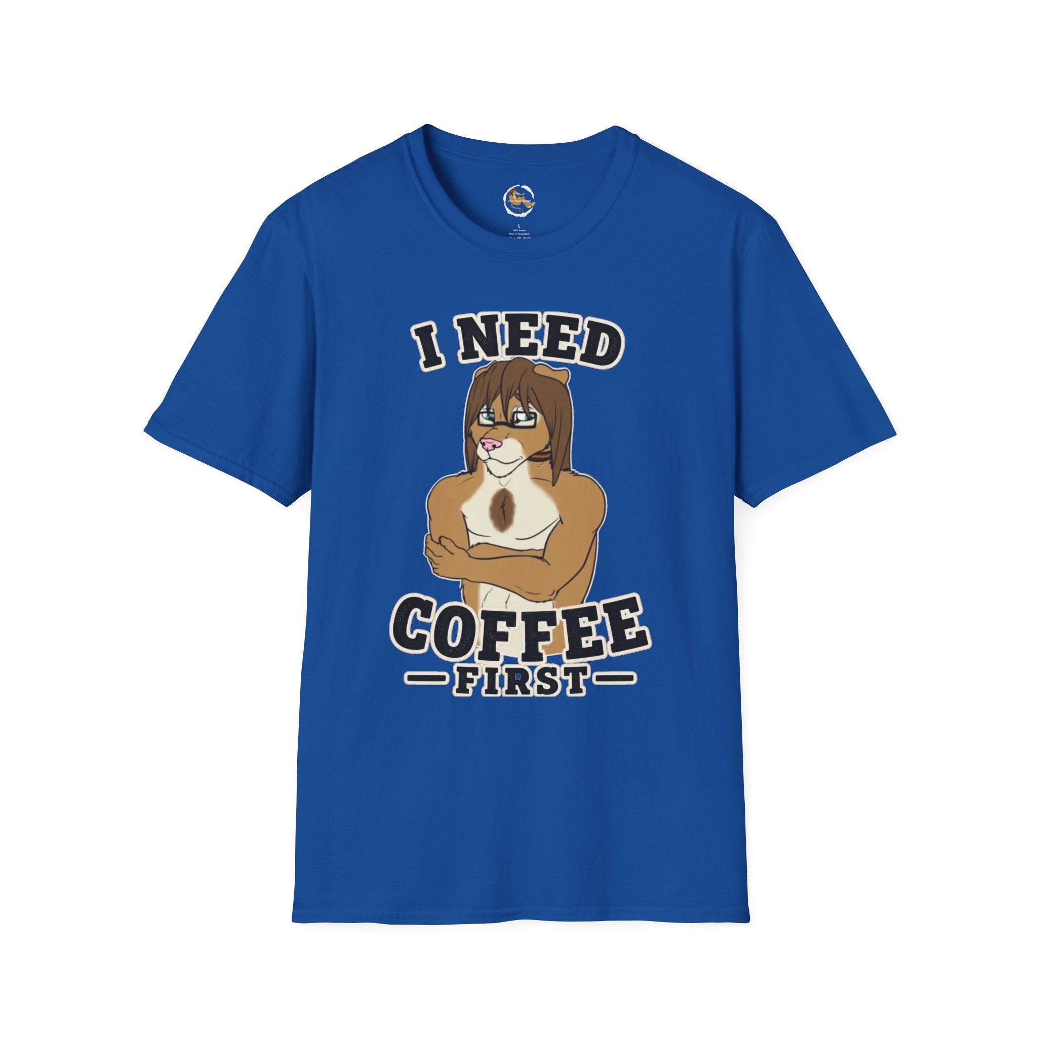 I Need Coffee First Lion Coffee Lover T-Shirt | Funny Furry Graphic