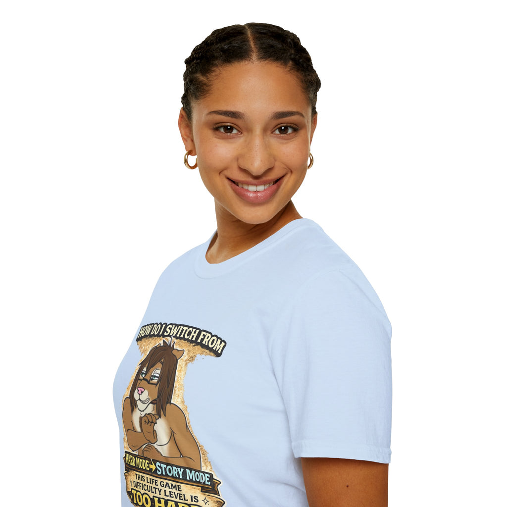 Gamer Lion T-Shirt — "How Do I Switch From Hard Mode" Funny Gaming Tee