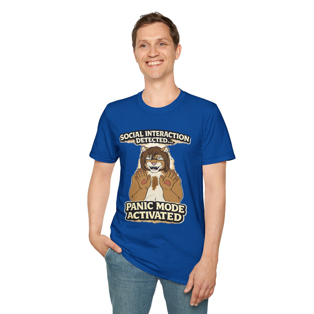Panic Mode Activated T‑Shirt — "Social Interaction Detected" Funny Furry Graphic Tee