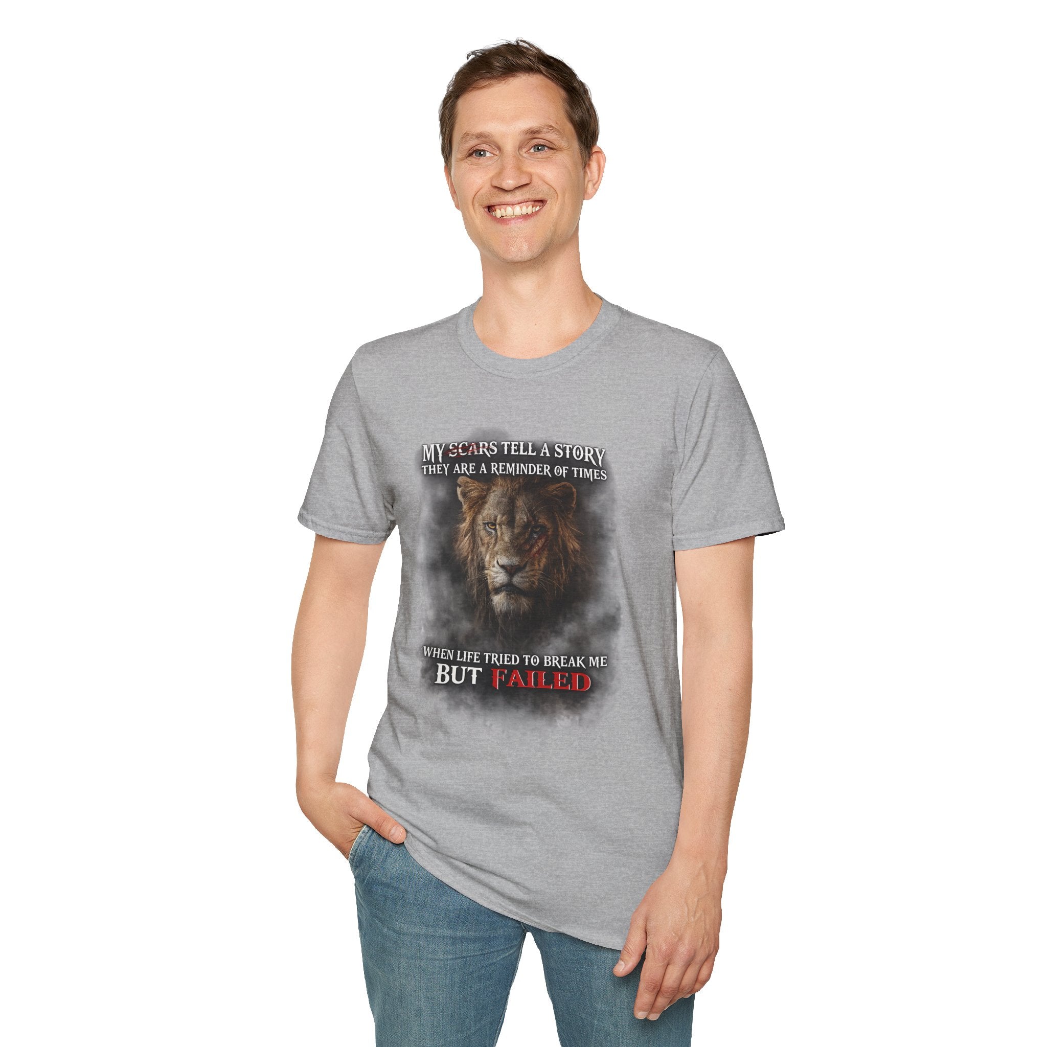 Lion Graphic T‑Shirt — "My Scars Tell A Story" Inspirational Tee