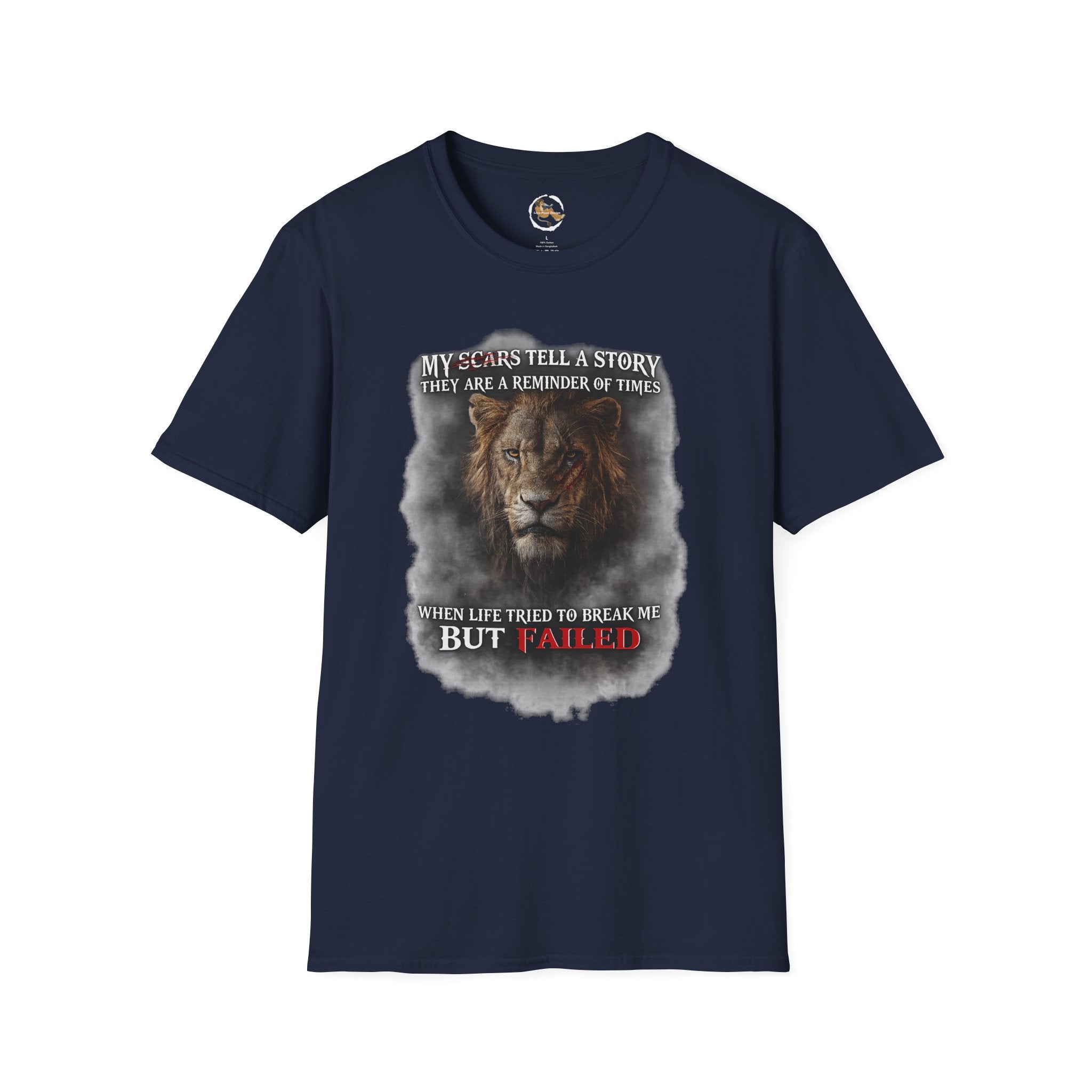 Lion Graphic T‑Shirt — "My Scars Tell A Story" Inspirational Tee
