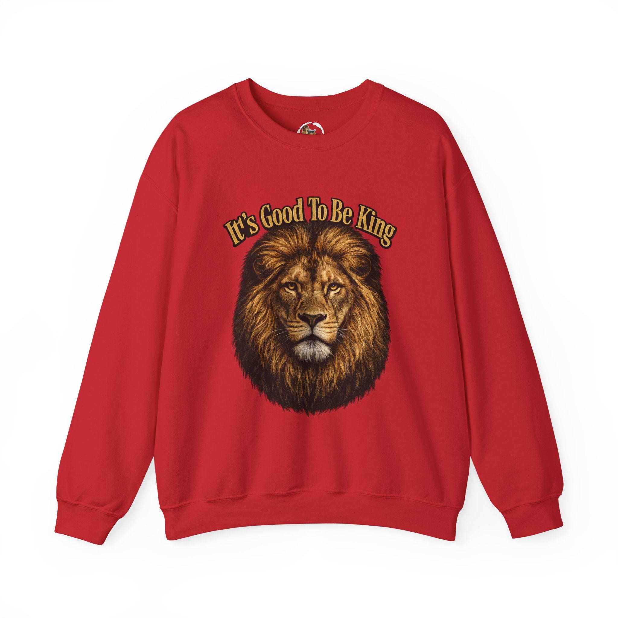 Lion Face Sweatshirt "It's Good to Be King" – Bold Graphic Crewneck