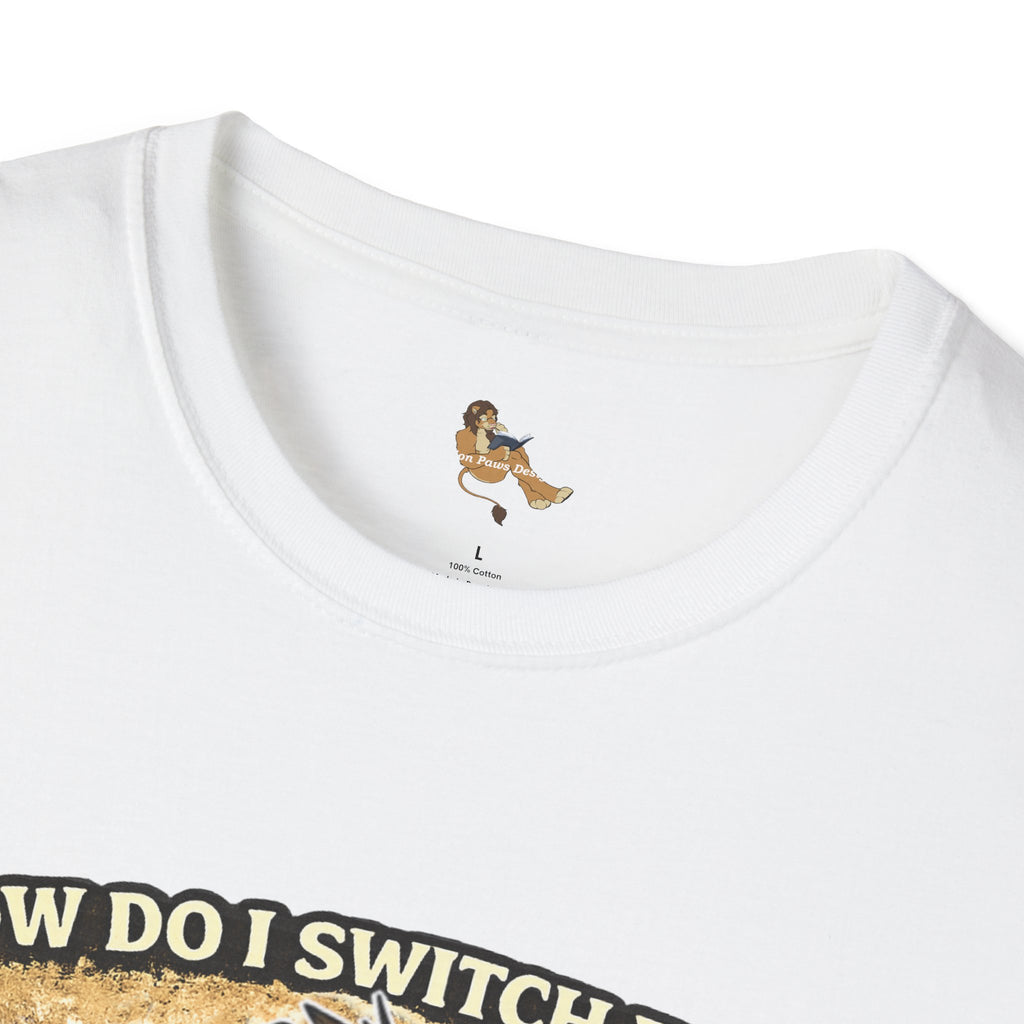 Gamer Lion T-Shirt — "How Do I Switch From Hard Mode" Funny Gaming Tee