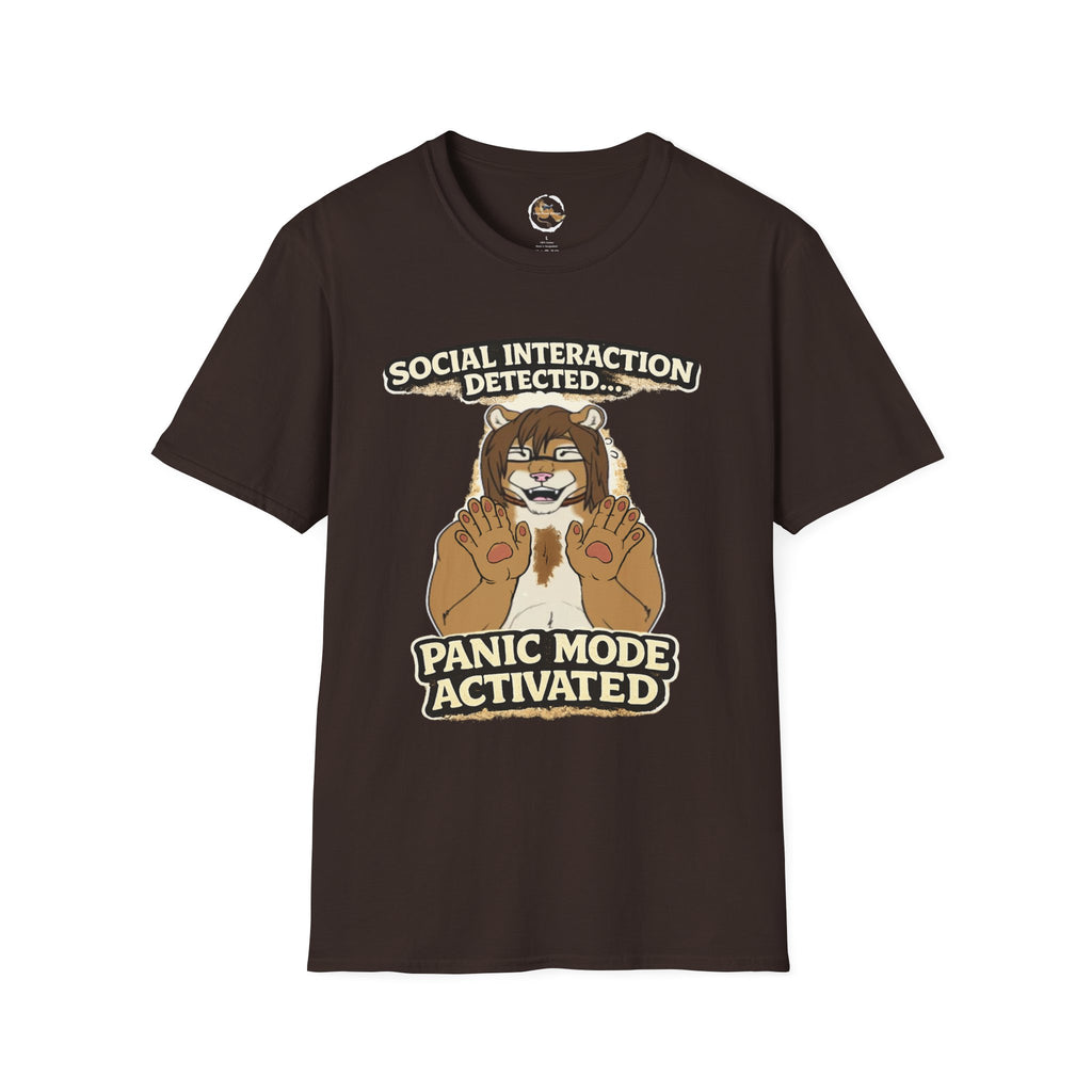 Panic Mode Activated T‑Shirt — "Social Interaction Detected" Funny Furry Graphic Tee