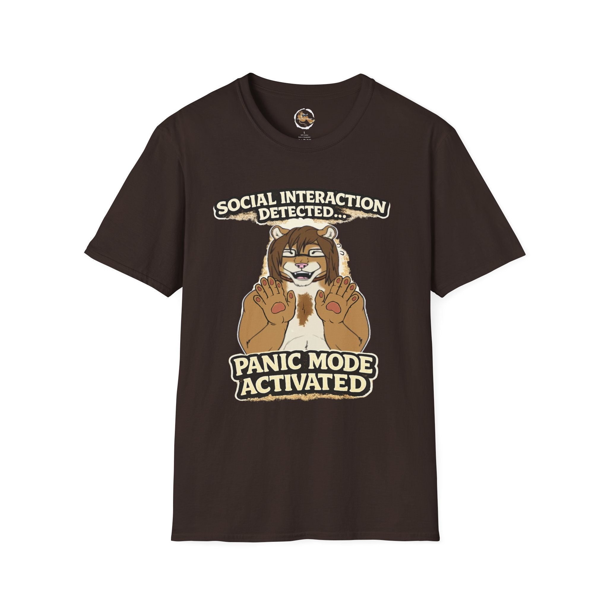 Panic Mode Activated T‑Shirt — "Social Interaction Detected" Funny Furry Graphic Tee