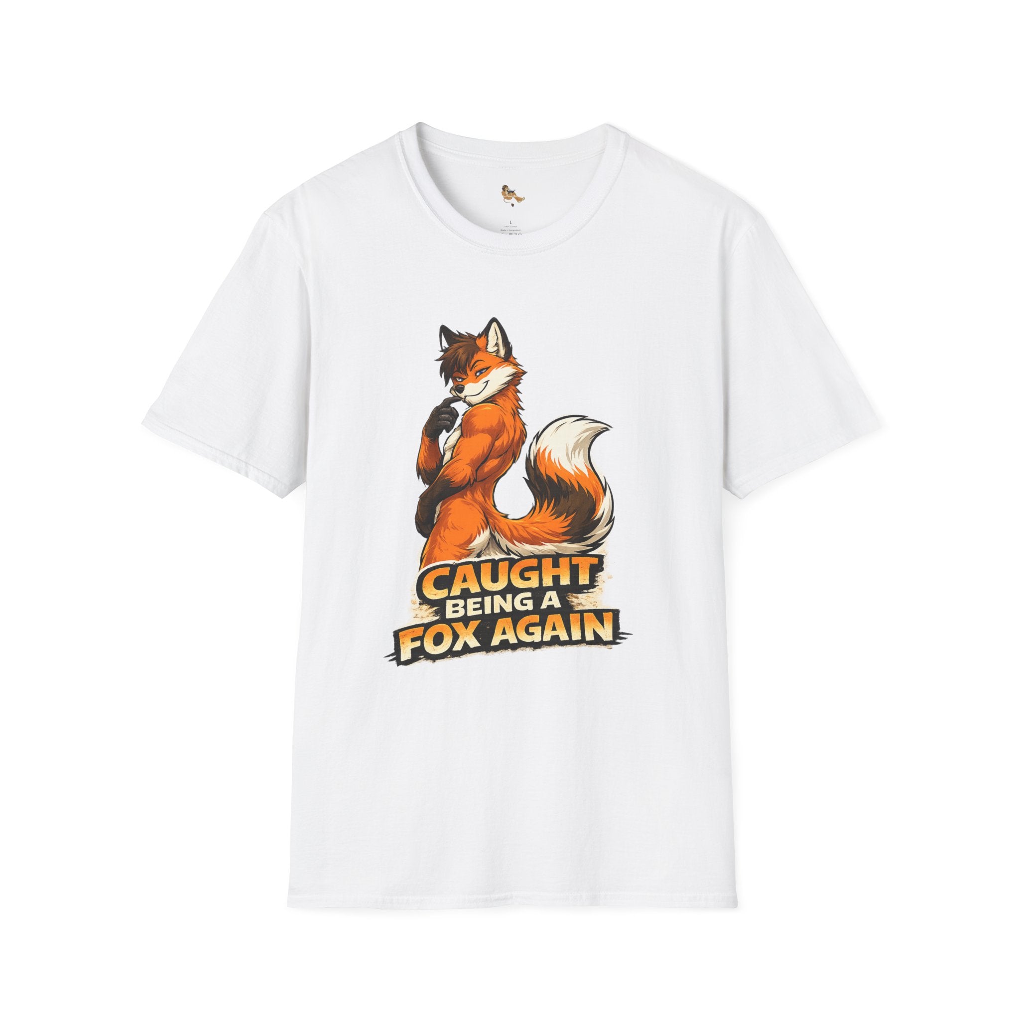 Caught Being a Fox Again T-Shirt | Cute Fox Illustration, Humorous Text