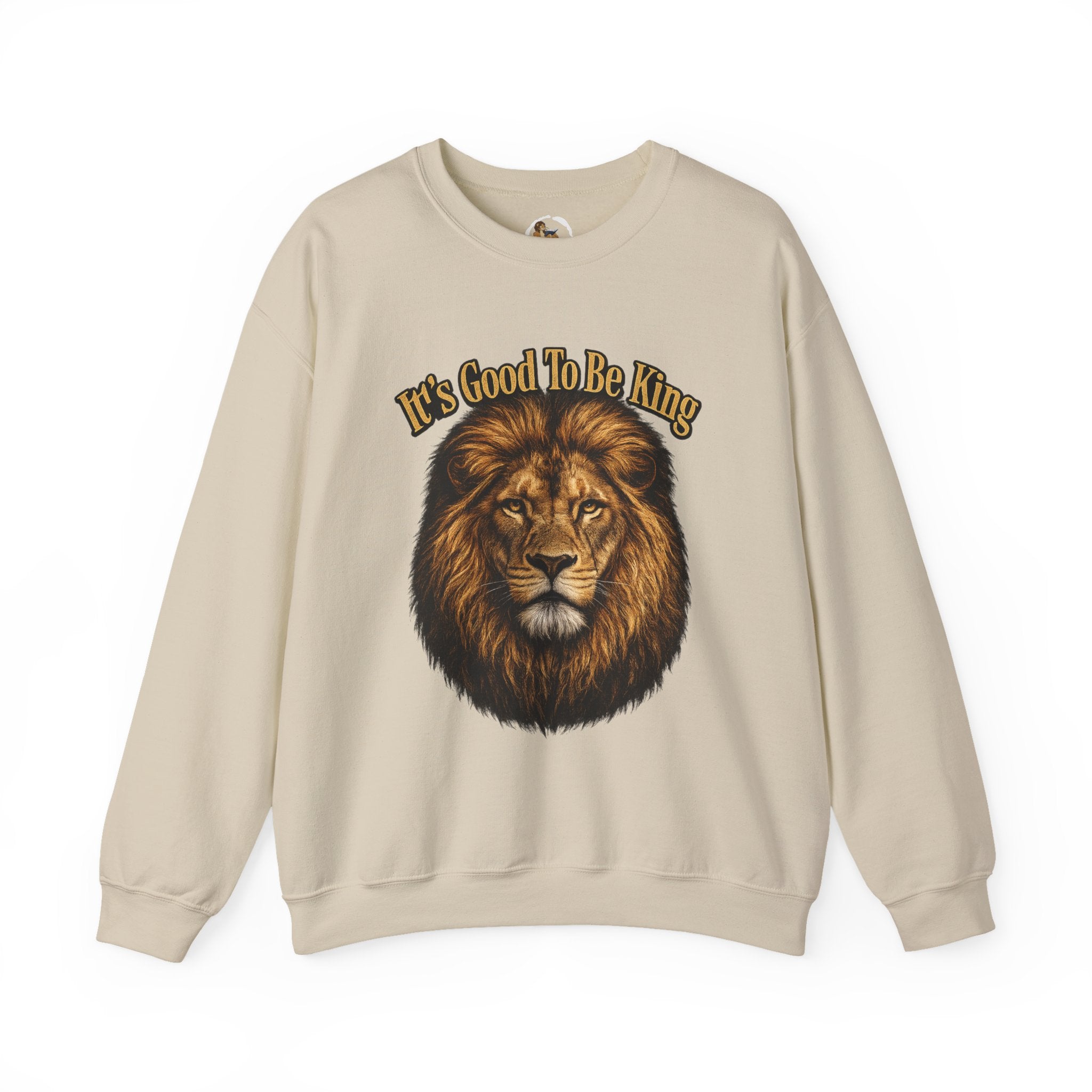 Lion Face Sweatshirt "It's Good to Be King" – Bold Graphic Crewneck