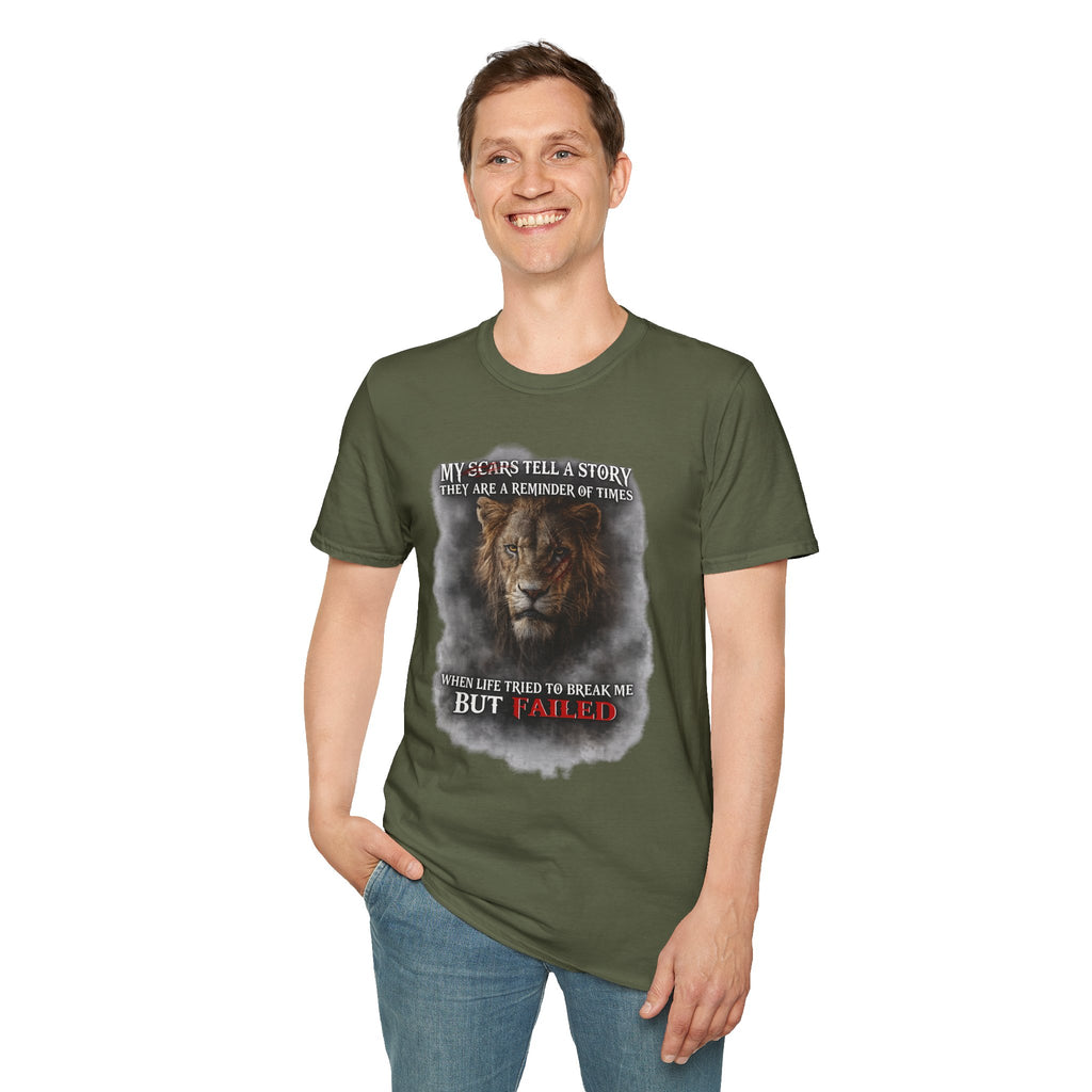Lion Graphic T‑Shirt — "My Scars Tell A Story" Inspirational Tee