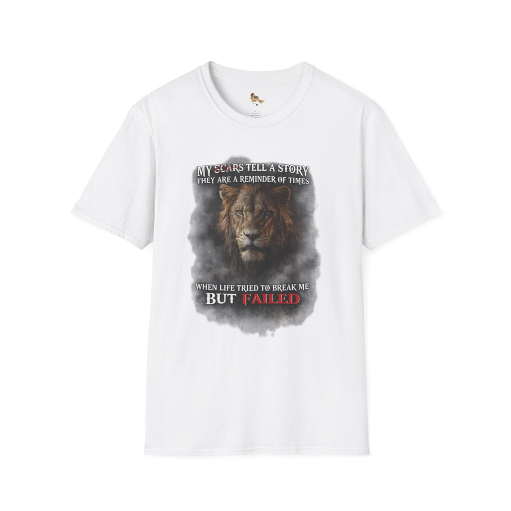 Lion Graphic T‑Shirt — "My Scars Tell A Story" Inspirational Tee