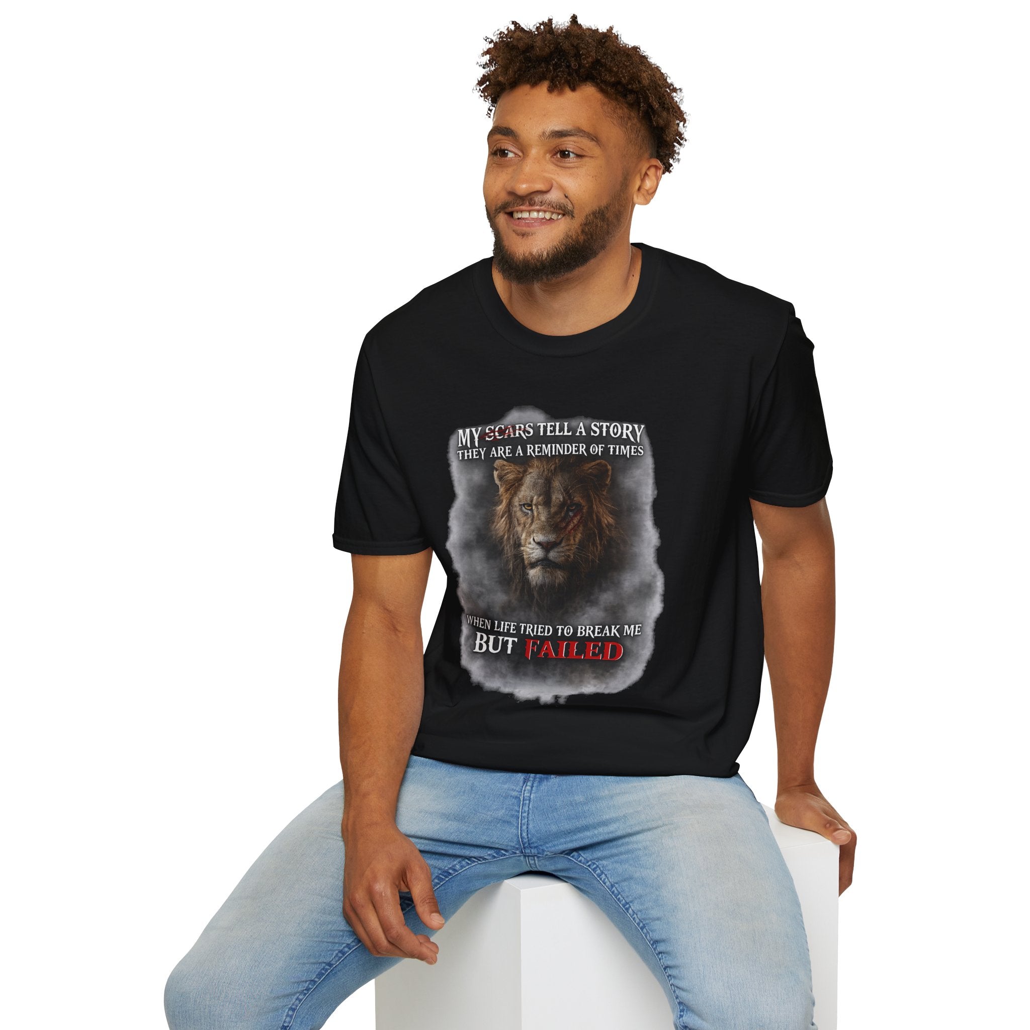 Lion Graphic T‑Shirt — "My Scars Tell A Story" Inspirational Tee