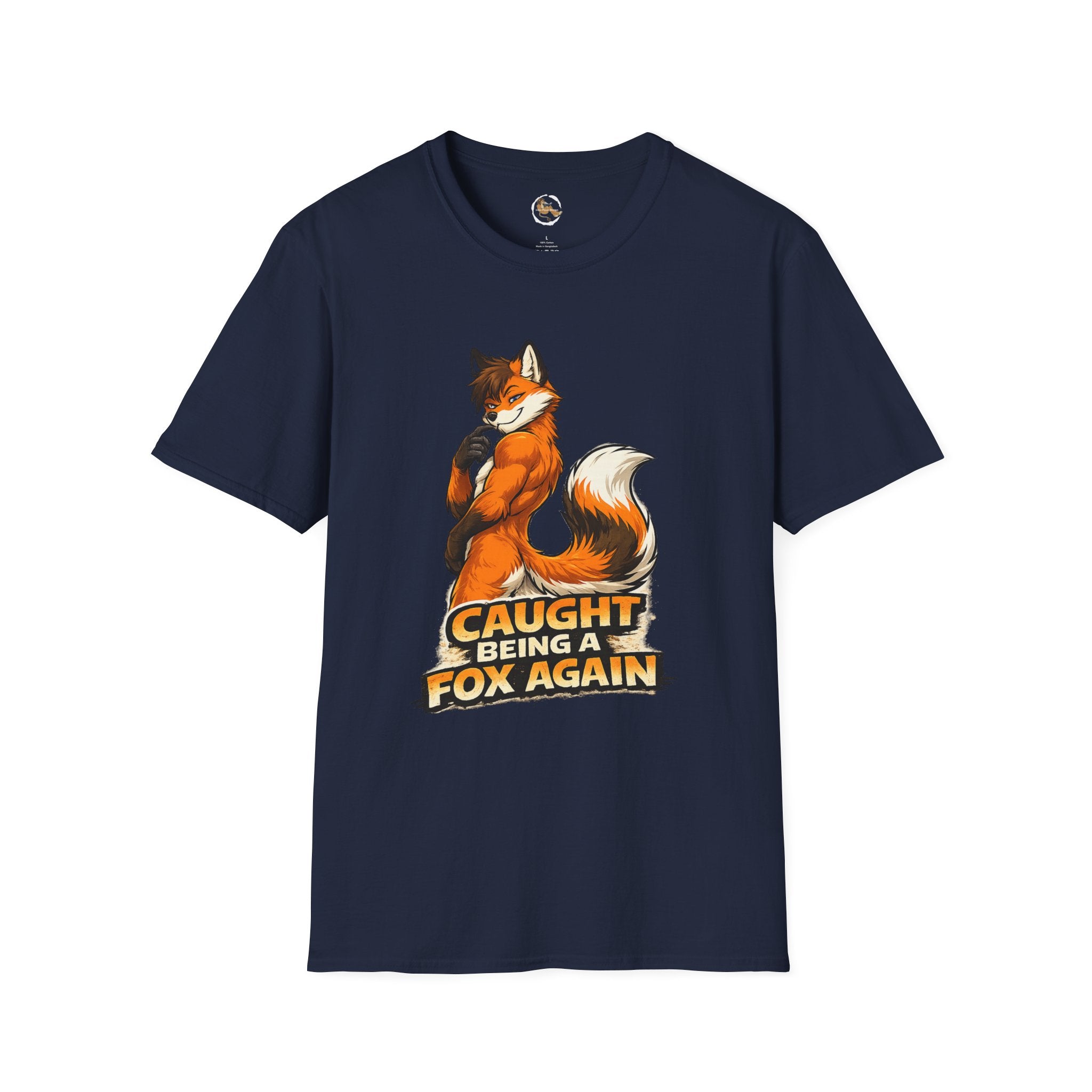 Caught Being a Fox Again T-Shirt | Cute Fox Illustration, Humorous Text