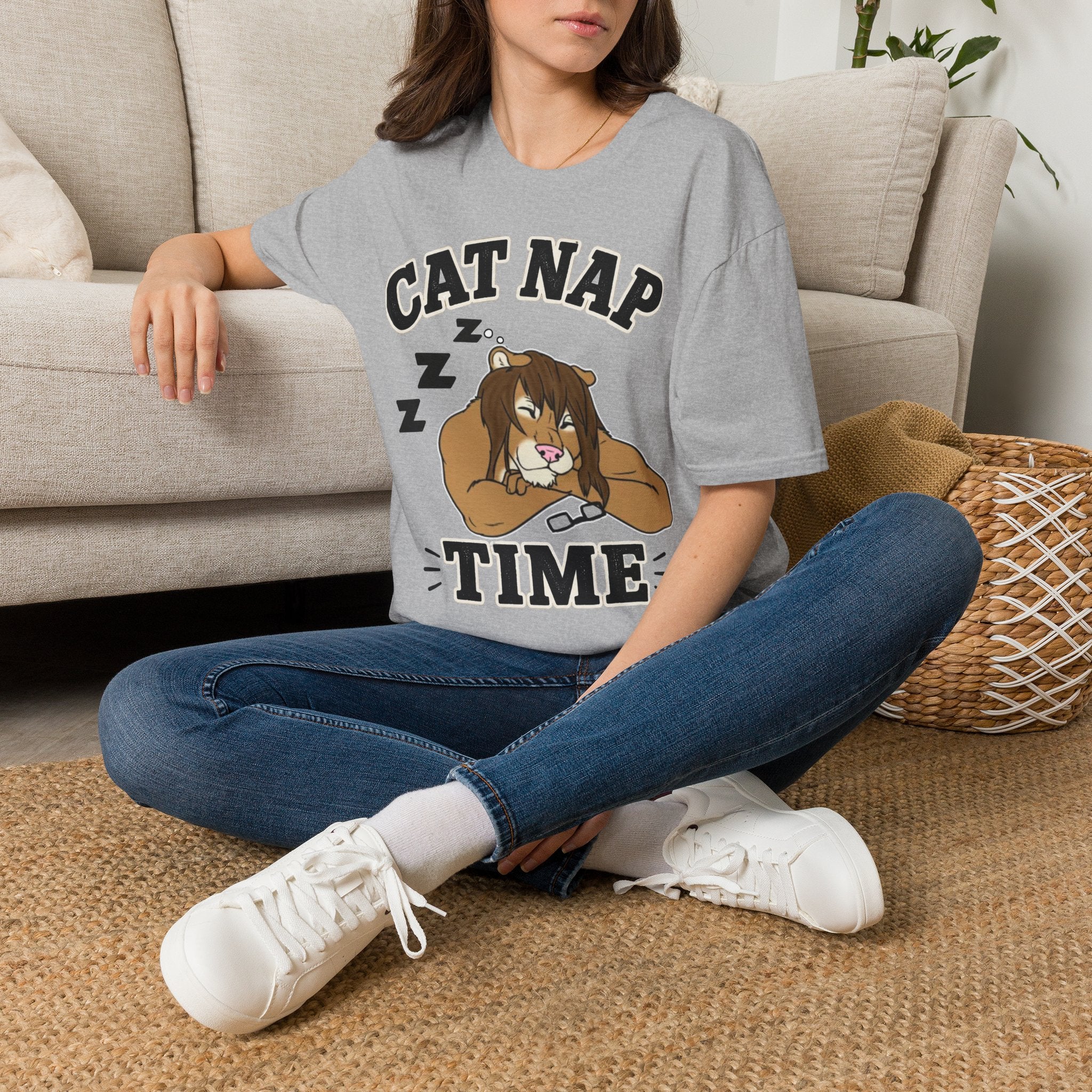 Sleeping Lion Cat Nap T-Shirt | Cute Furry Cat Graphic Tee