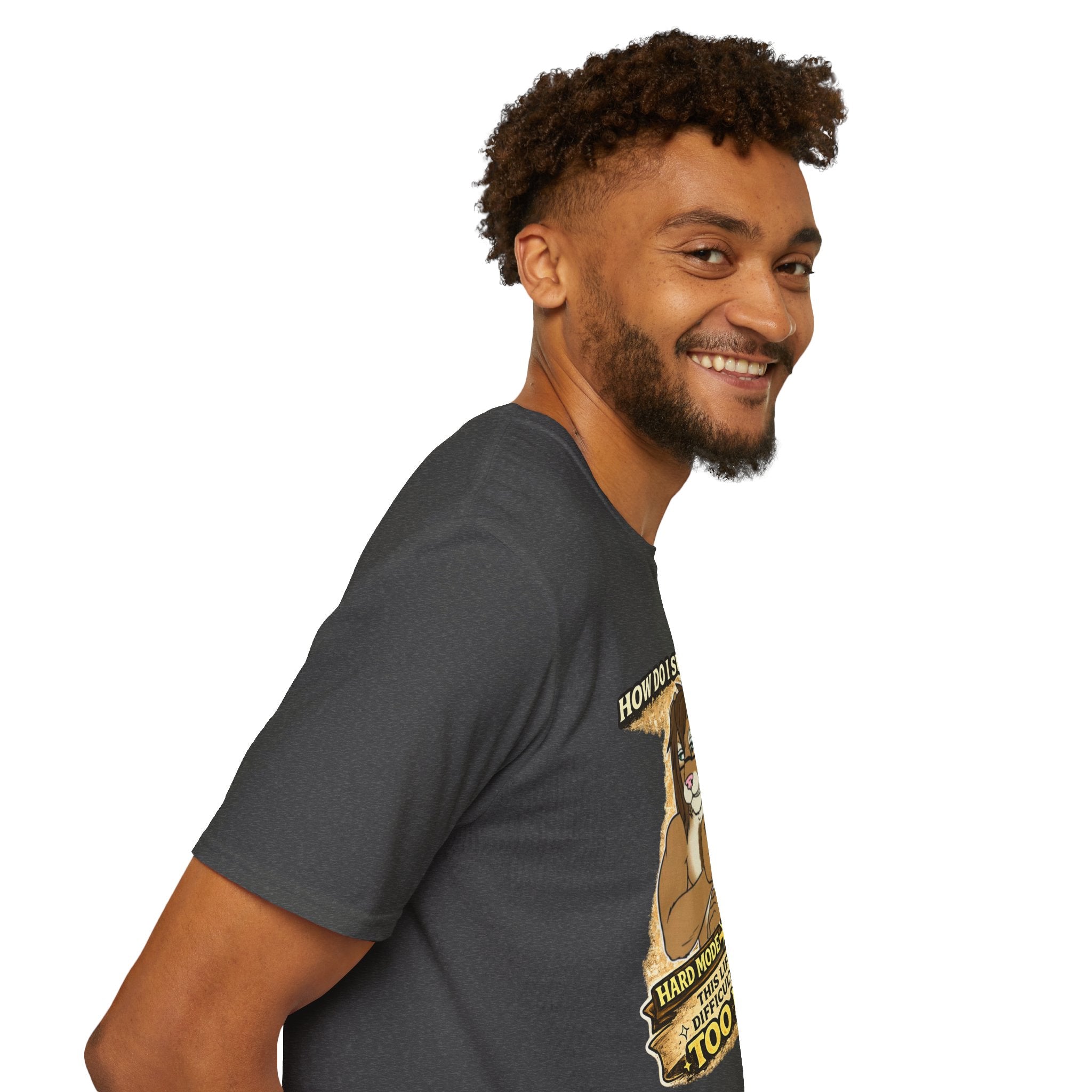 Gamer Lion T-Shirt — "How Do I Switch From Hard Mode" Funny Gaming Tee
