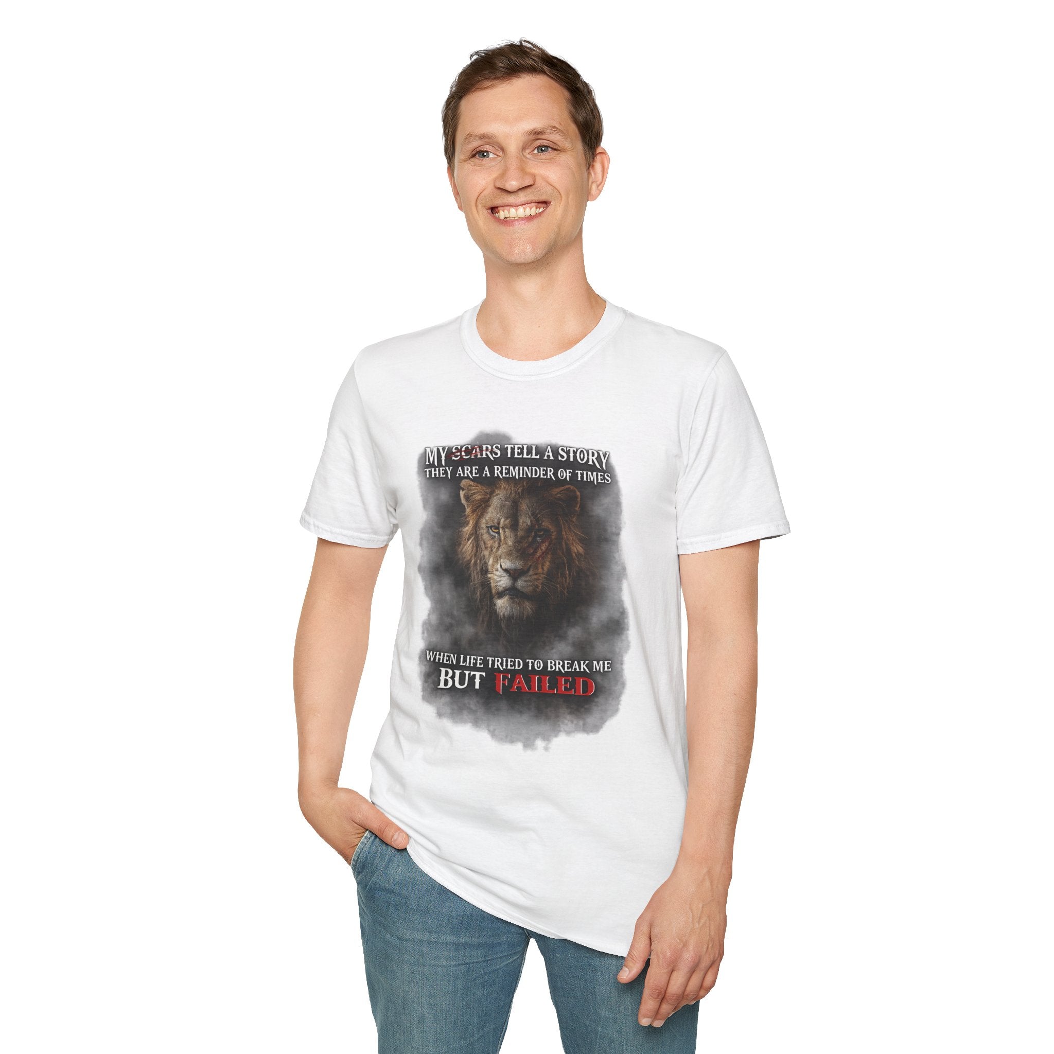 Lion Graphic T‑Shirt — "My Scars Tell A Story" Inspirational Tee