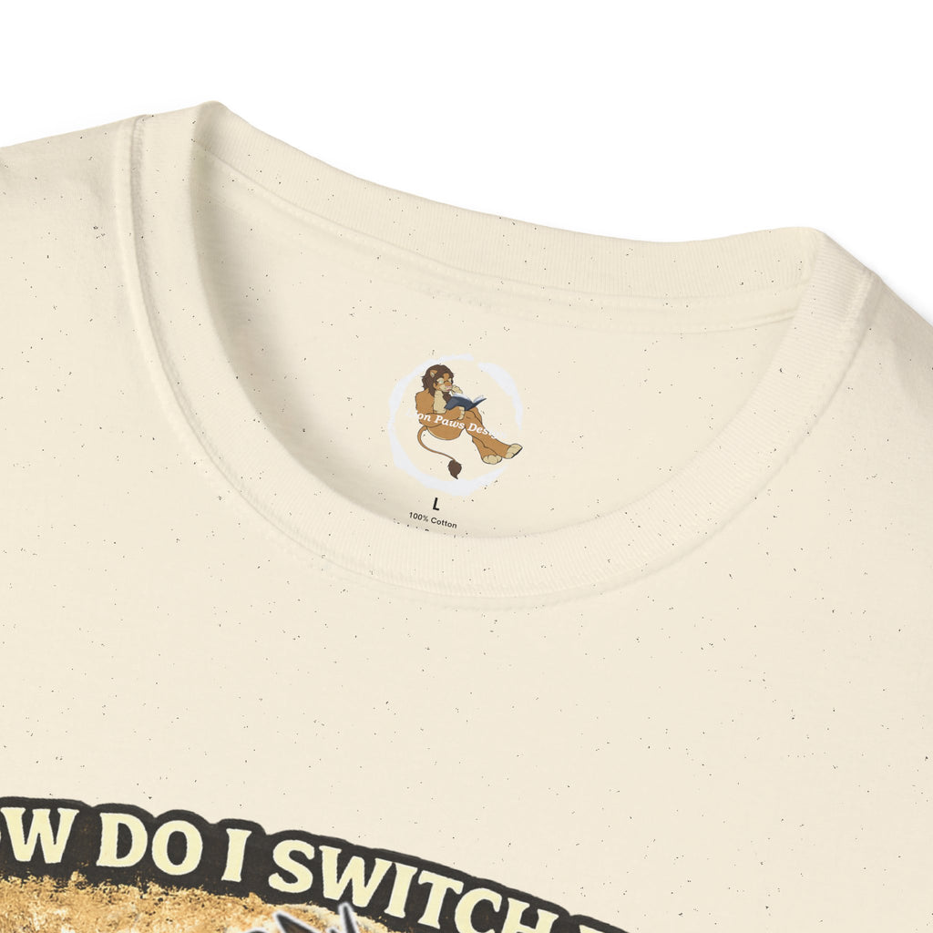 Gamer Lion T-Shirt — "How Do I Switch From Hard Mode" Funny Gaming Tee