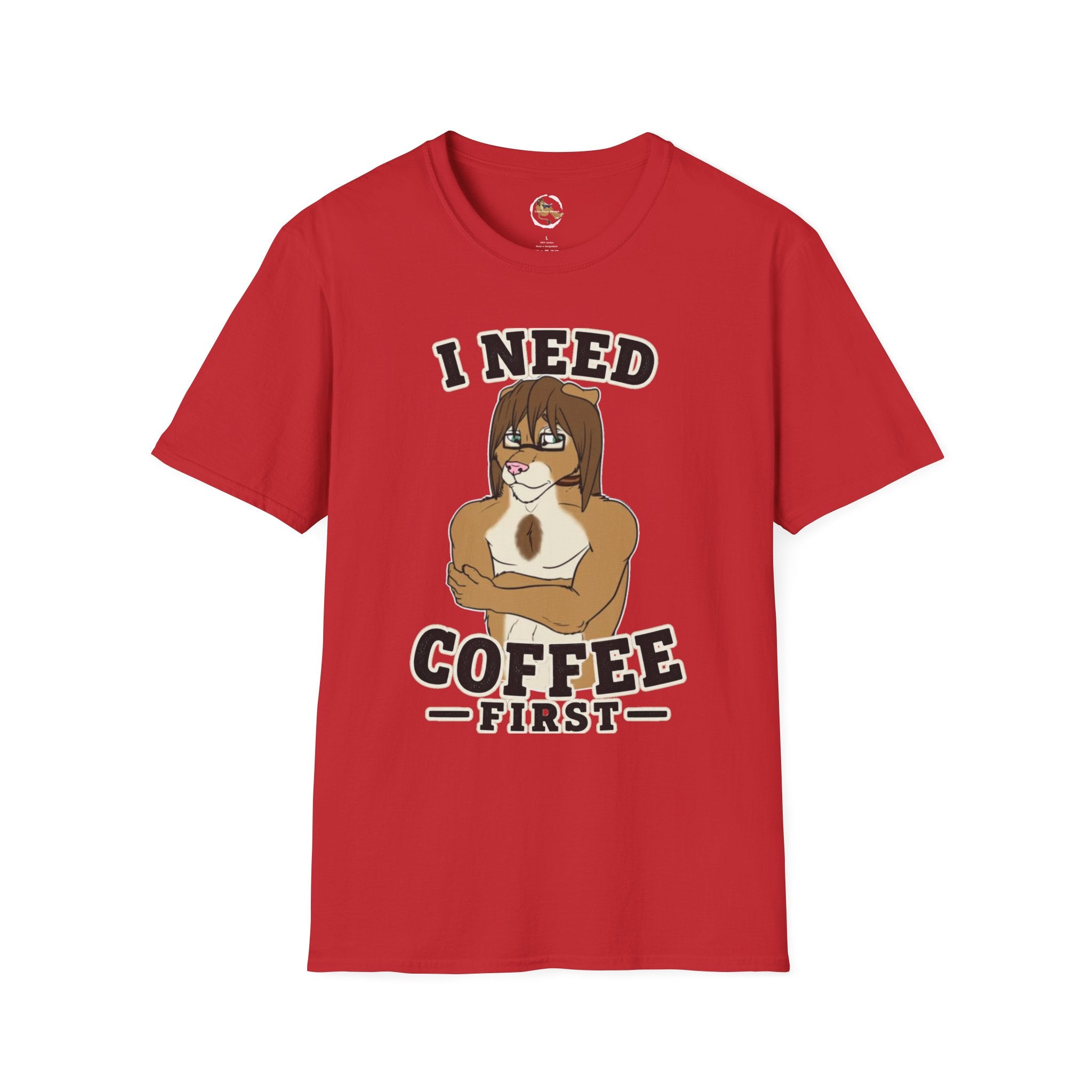 I Need Coffee First Lion Coffee Lover T-Shirt | Funny Furry Graphic