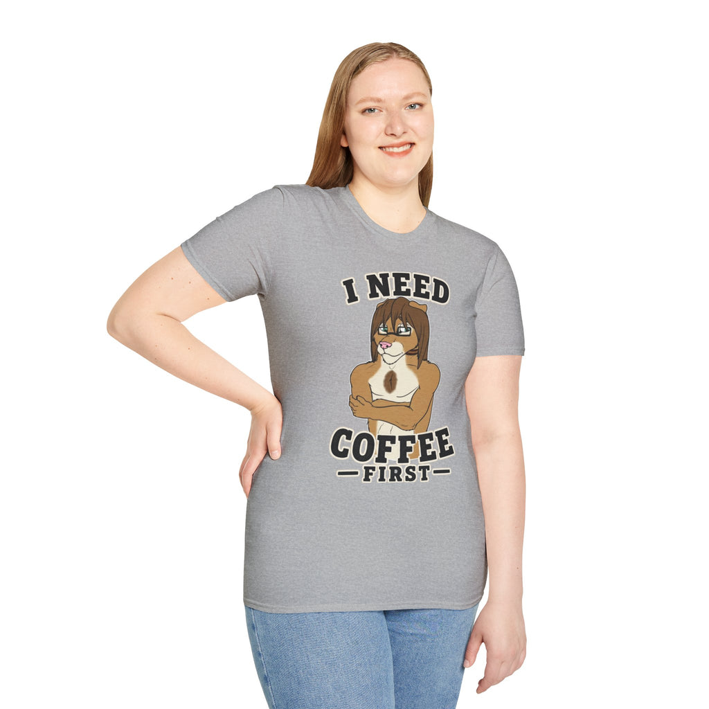 I Need Coffee First Lion Coffee Lover T-Shirt | Funny Furry Graphic