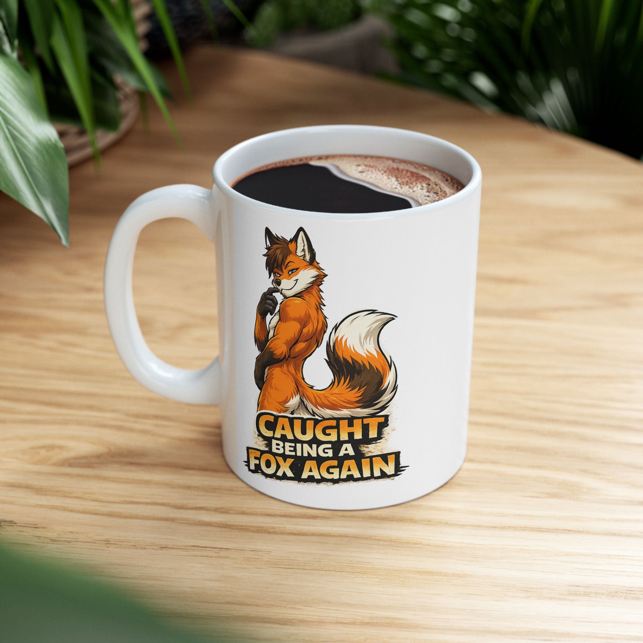 Cute Red Fox Illustration Mug | Cheerful Fox Coffee Cup