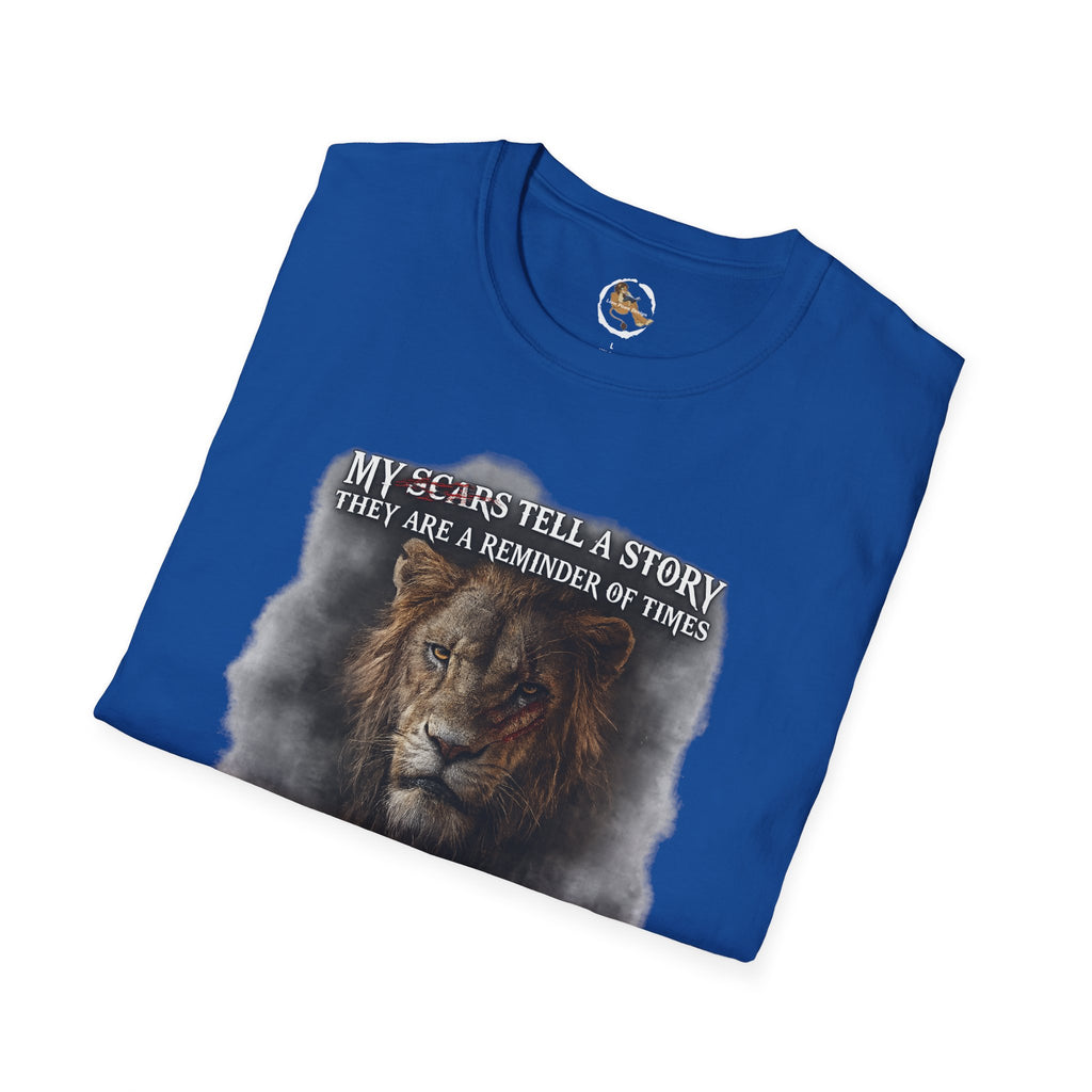Lion Graphic T‑Shirt — "My Scars Tell A Story" Inspirational Tee
