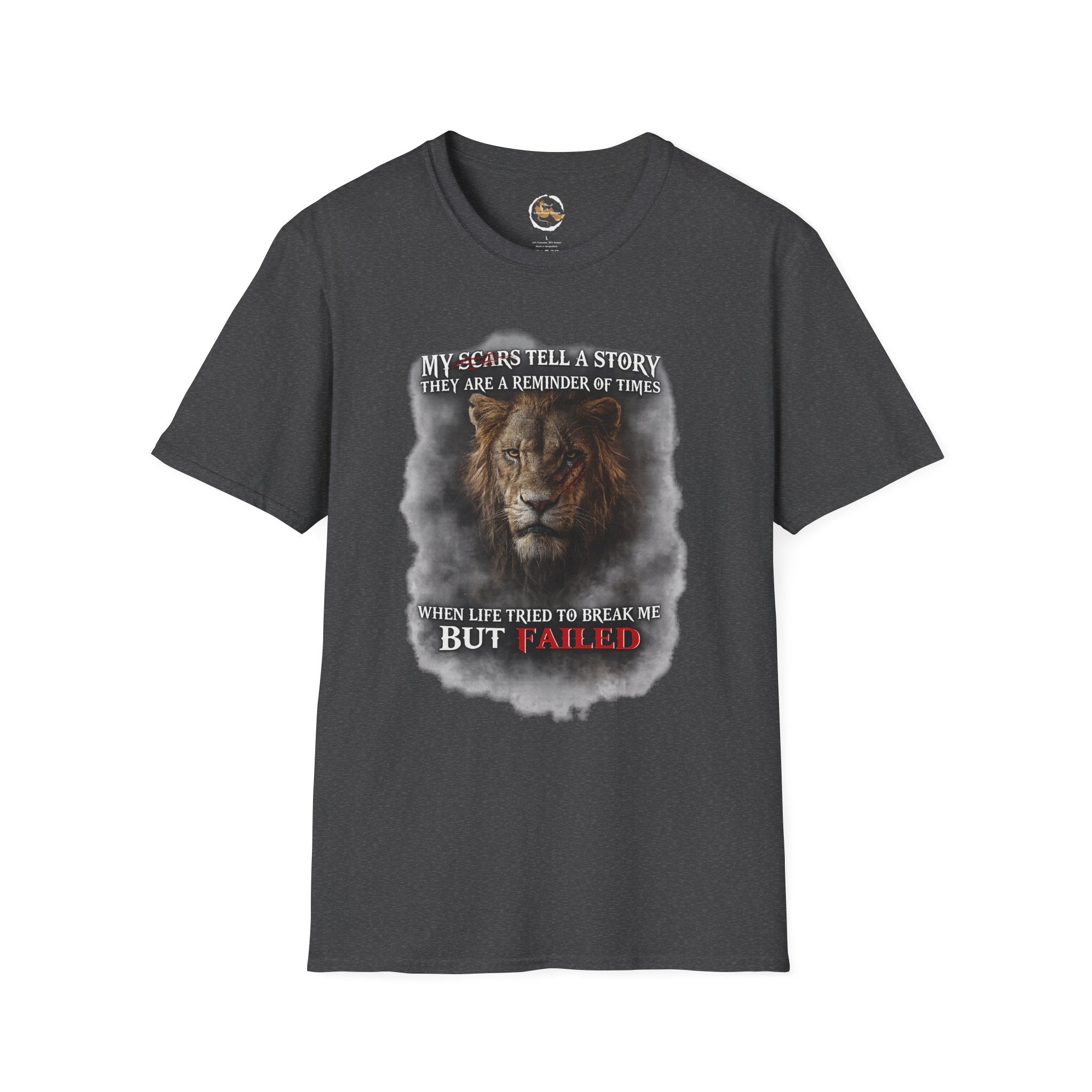 Lion Graphic T‑Shirt — "My Scars Tell A Story" Inspirational Tee